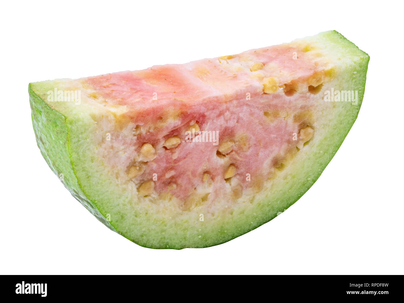 Guave isoliert auf weißem Hintergrund. Freistellungspfad Stockfoto
