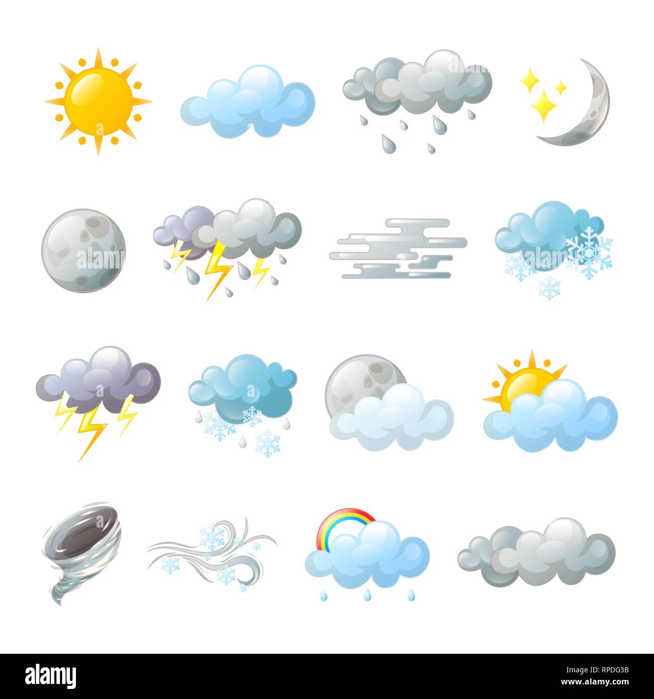 Symbole für Wettervorhersage oder bedeckt. Cloud Stock Vektor
