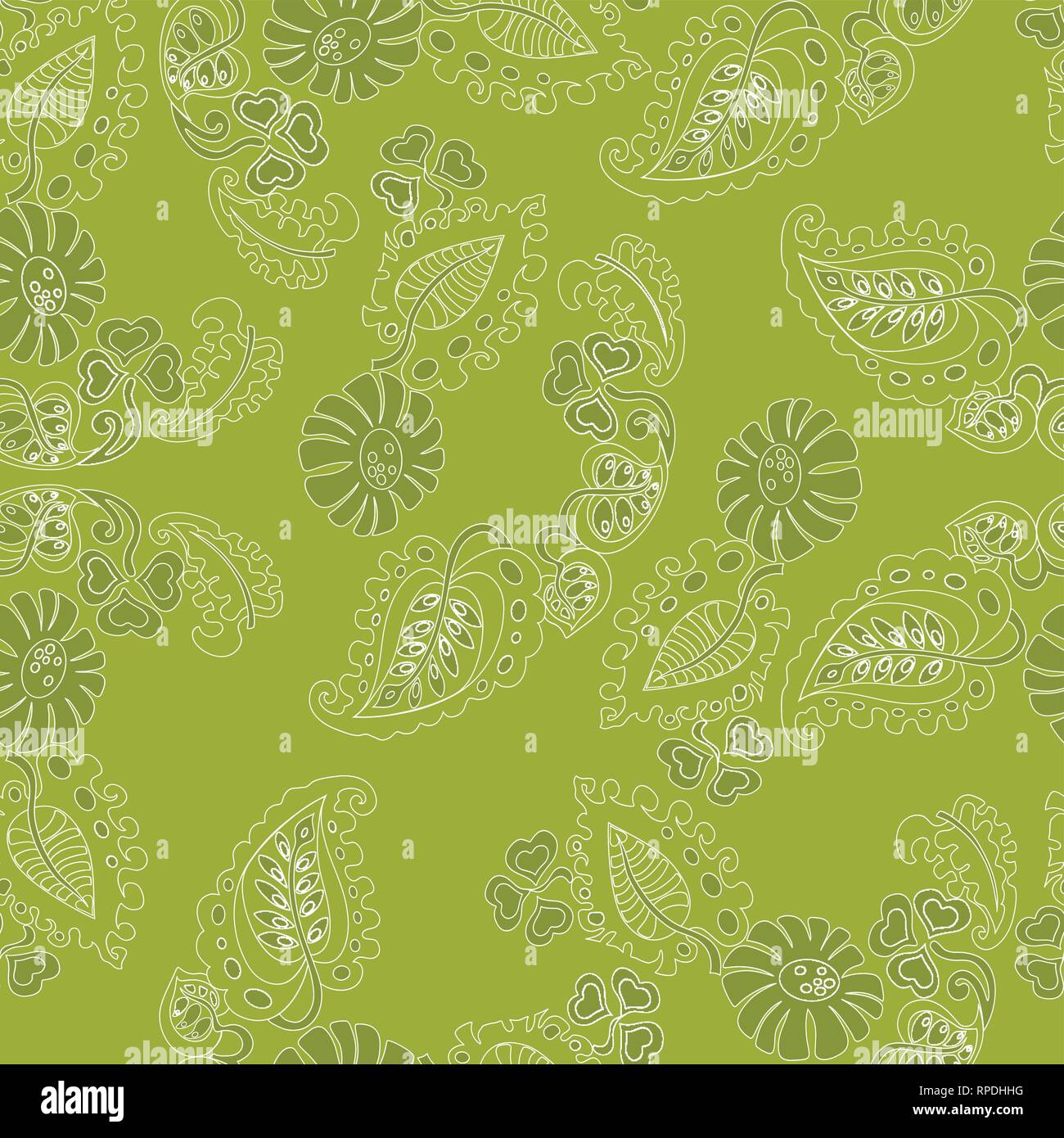 Auf eine Darstellung der Vektor nahtlose Muster mit einem Blumenmuster und Blätter auf einem grünen Hintergrund Stock Vektor