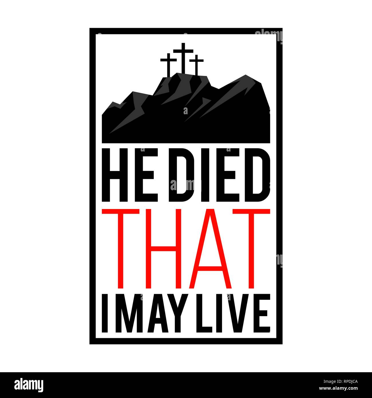 Frohe Ostern Abbildung. Jesus starb, damit ich leben kann. Stock Vektor