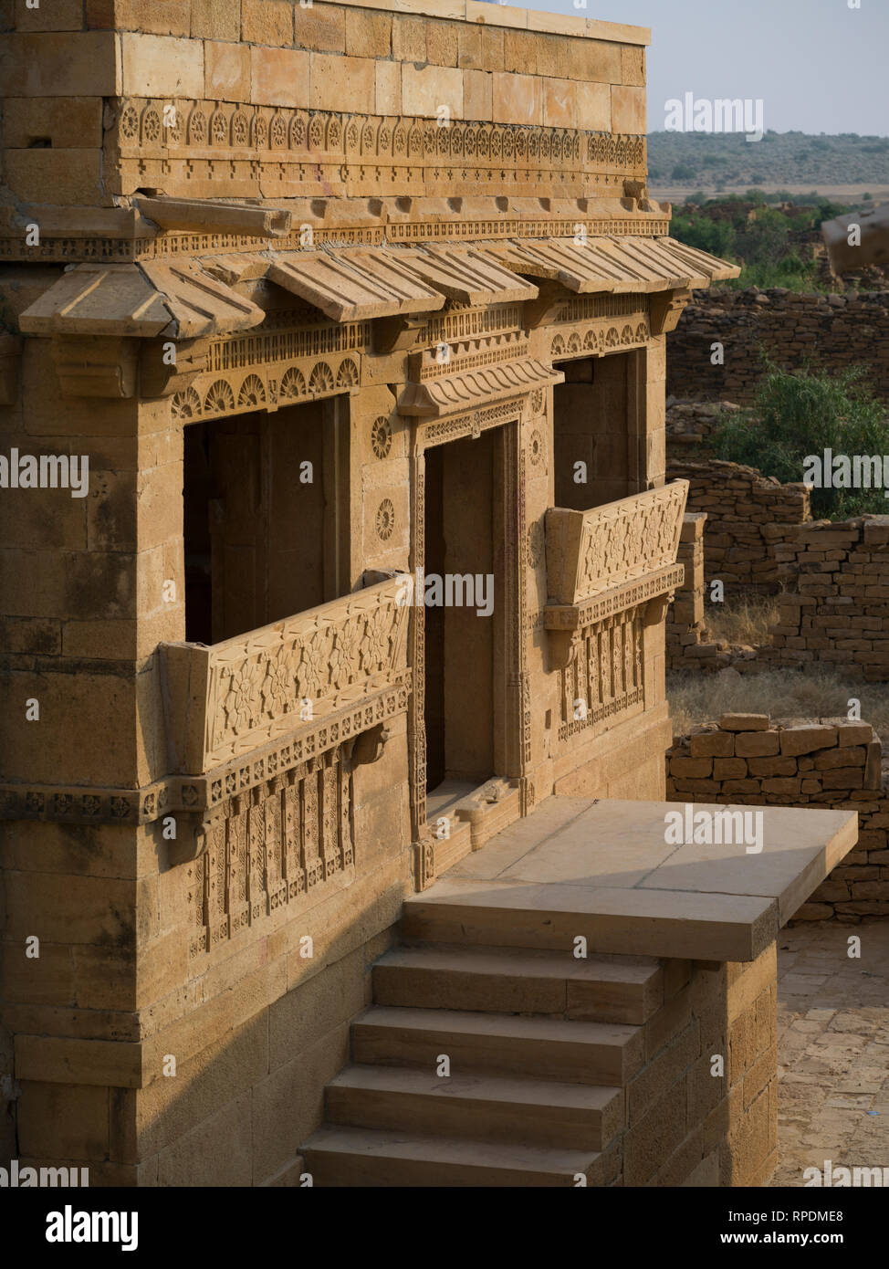 Kuldhara-Gebäude in einem verlassenen Dorf in Jaisalmer, Jaisalmer, Indien Stockfoto