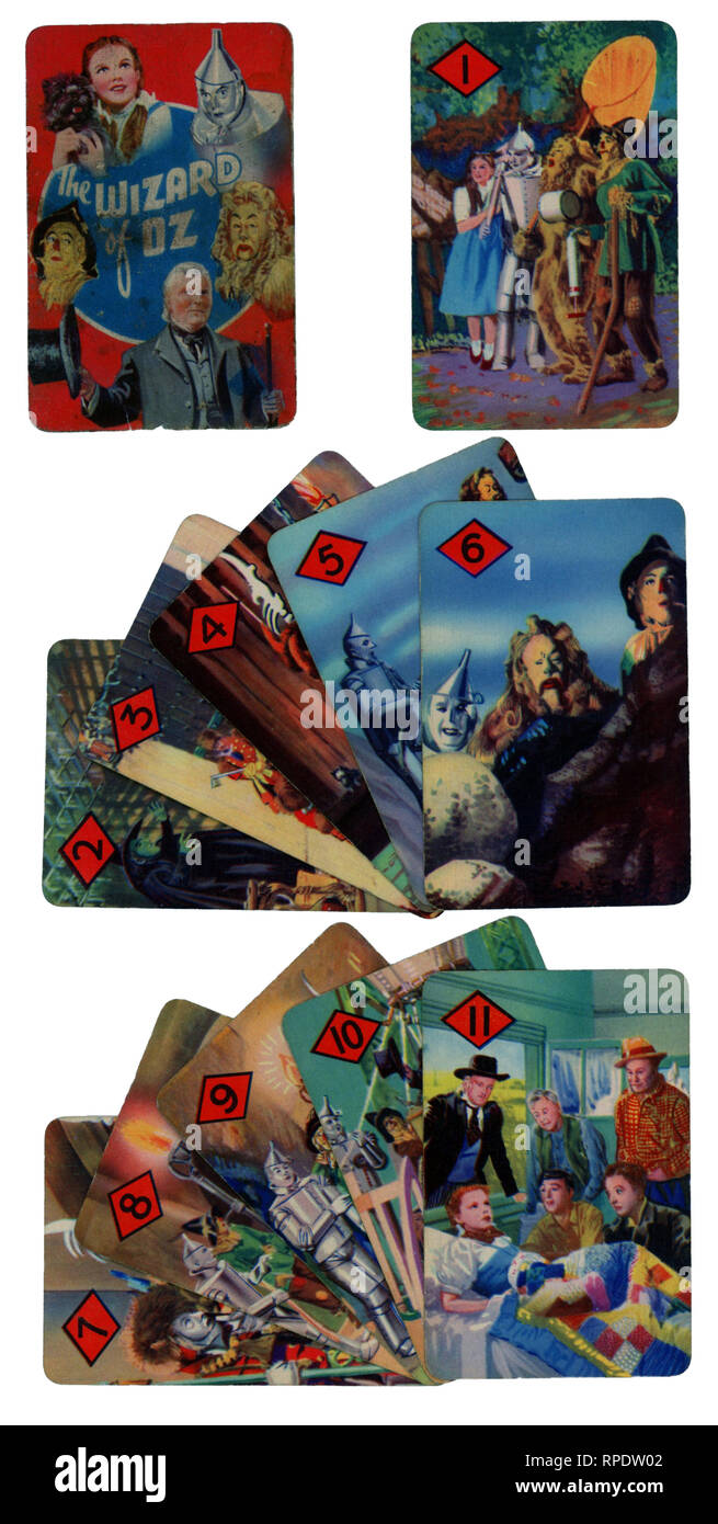 Der Zauberer von Oz Kartenspiel in London im Jahre 1940 produziert von Castell Brothers Ltd., (Pepys Marke) mit der Einführung der MGM film in Großbritannien in diesem Jahr überein Stockfoto