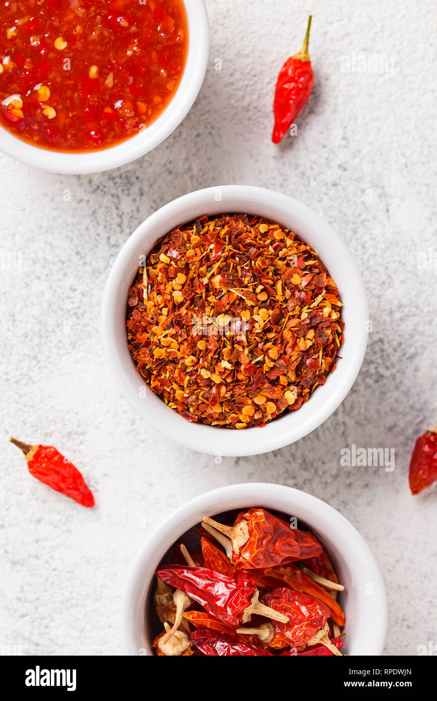 Chili Sauce mit getrockneten Paprika Stockfoto