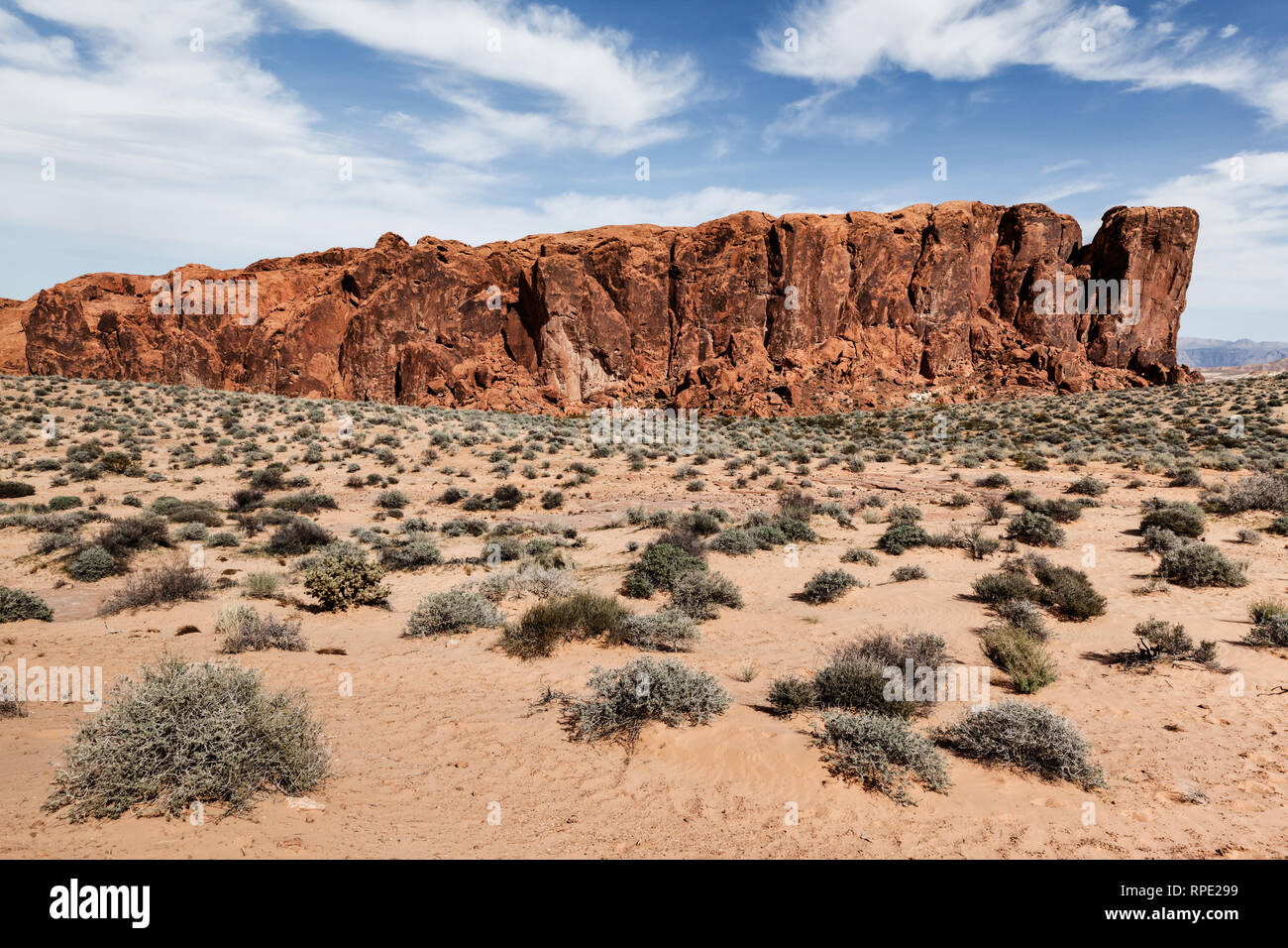 Braun Rock Formation Steinwüste in der Valley of Fire State Park, Landschaft in Nevada, USA Stockfoto