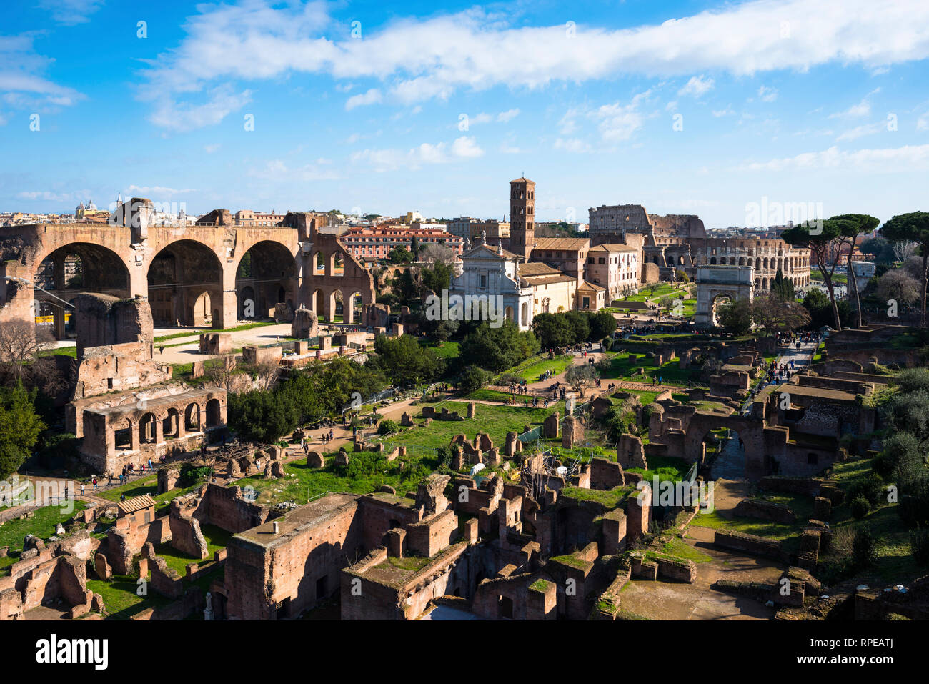 Das antike Rom Skyline der Stadt mit dem Römischen Forum. Rom. Latium. Italien. Stockfoto