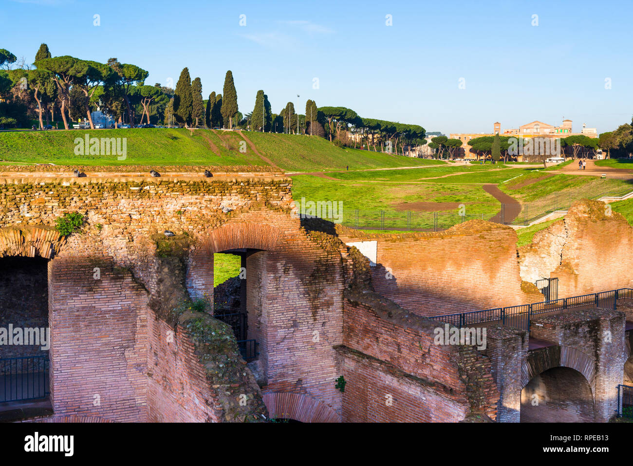 Circus Maximus ist ein antikes römisches Streitwagenrennen Stadion und Masse Veranstaltungsort in Rom, Italien. Stockfoto