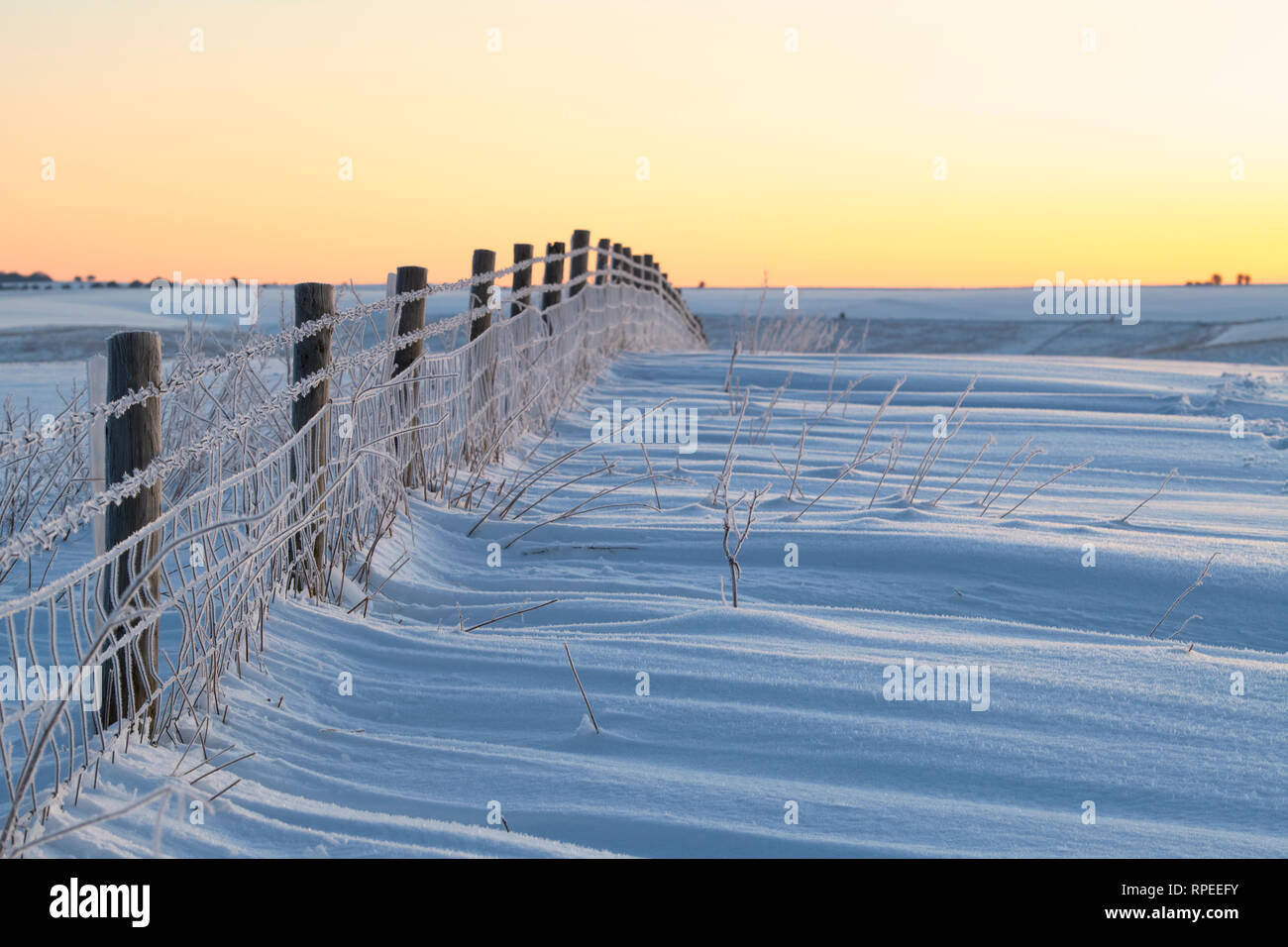 Verschneite Winterlandschaft. Avebury, Wiltshire, England Stockfoto