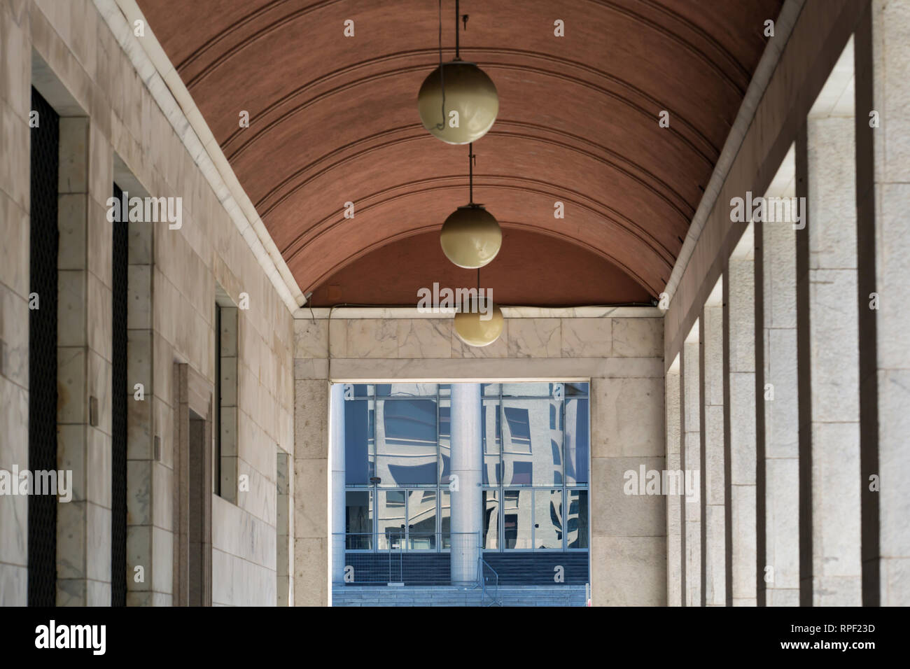 Rom - Neo-klassische Architektur in der EUR-Zone. Die meisten der Viertel war während der faschistischen Regime errichten Stockfoto