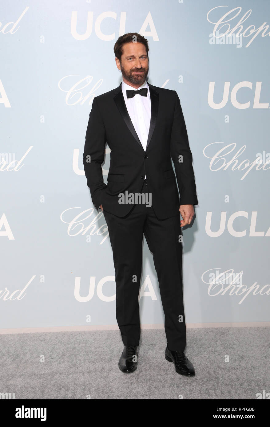 Los Angeles, Ca, USA. 21 Feb, 2019. Gerard Butler, an der 2019 Hollywood für Wissenschaft Gala an Private Residenz am 21 Februar, 2019 in Los Angeles, Kalifornien. Credit: Faye Sadou/Medien Punch/Alamy leben Nachrichten Stockfoto