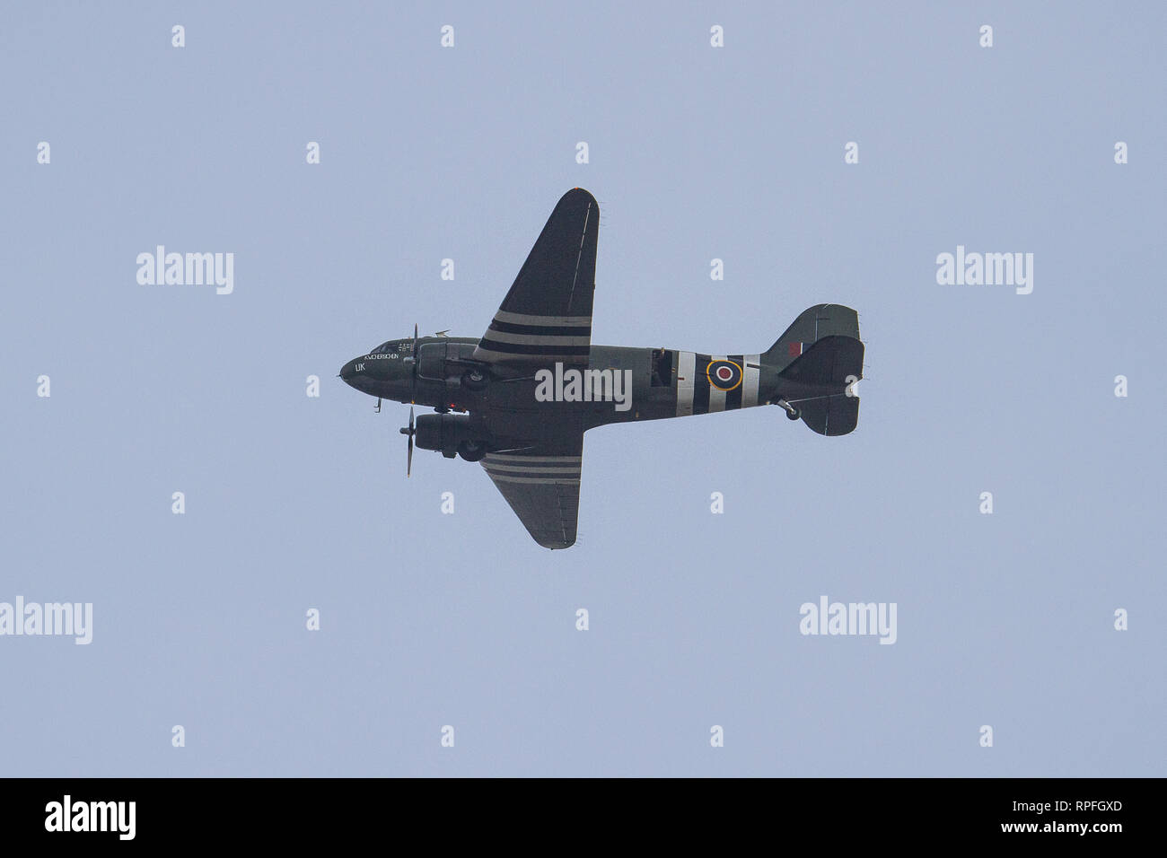 Sheffield, England - 22. Februar 2019: Sheffield 75. Jahrestag Flypast/Überführung Dakota Stockfoto