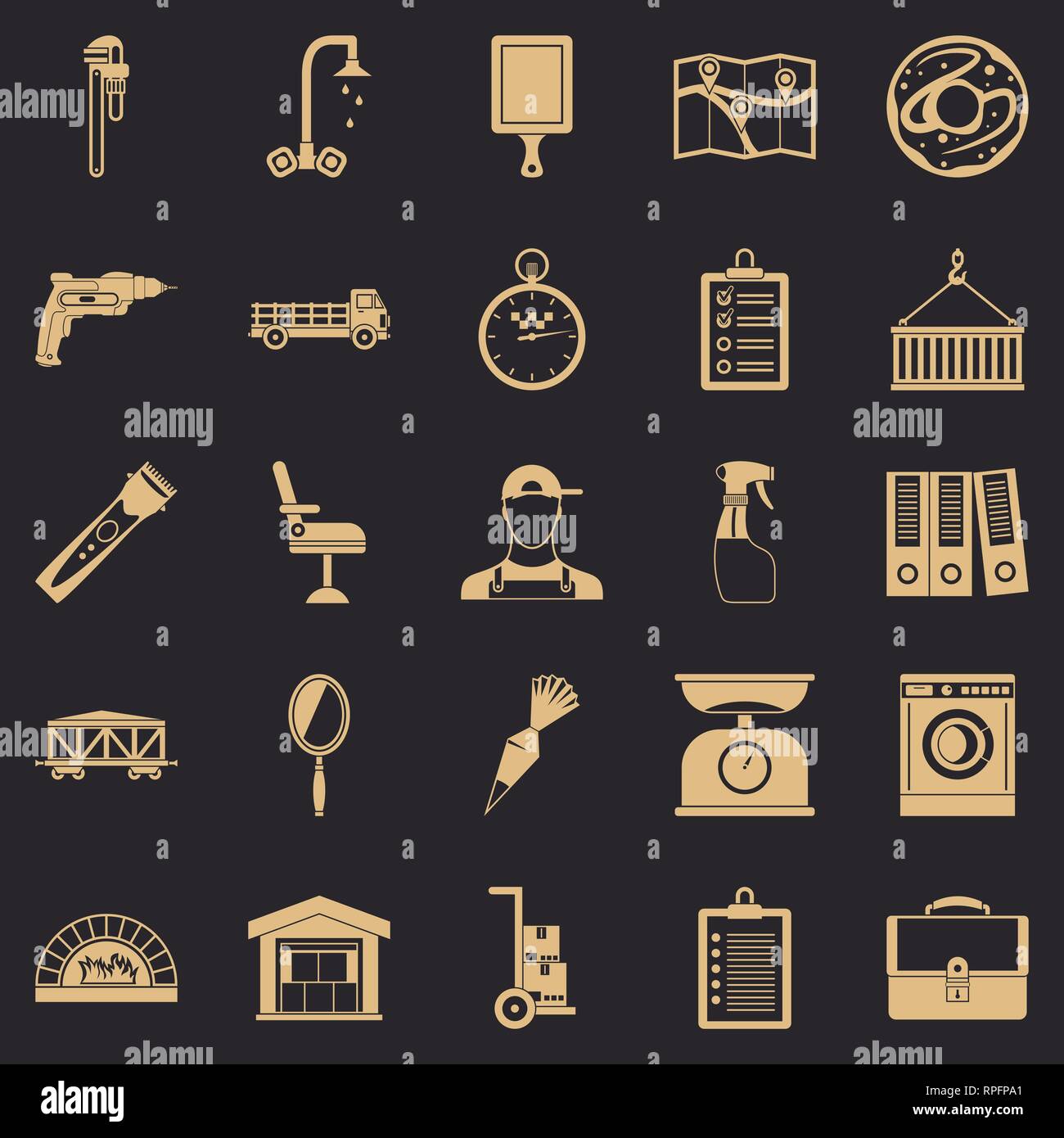 Lager Icons Set, einfachen Stil Stock Vektor