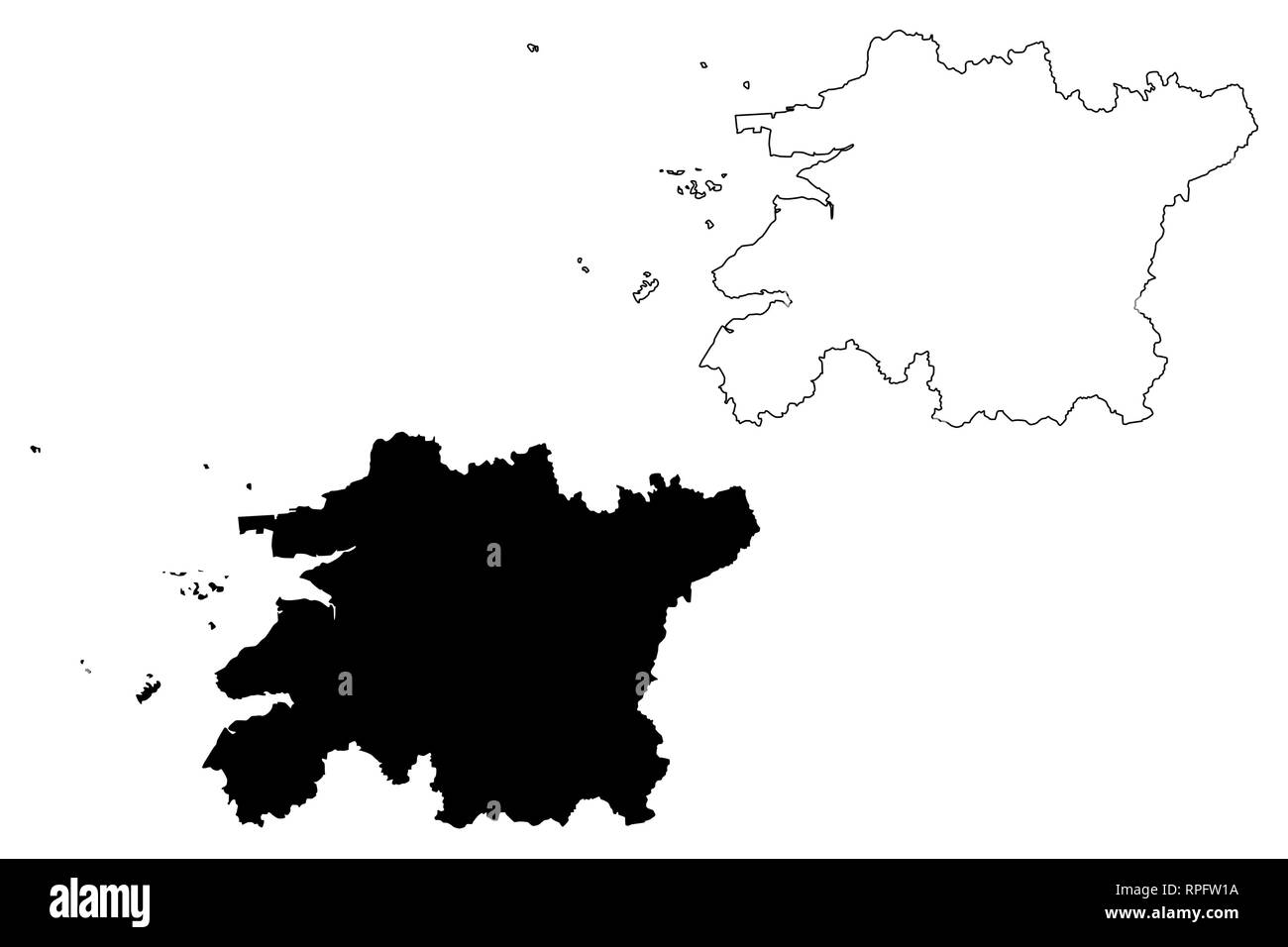 Norden Jeolla Province (Südkorea, Republik Korea, ROK, Provinzen von Südkorea) Karte Vektor-illustration, kritzeln Skizze Jeollabuk-do-Karte Stock Vektor