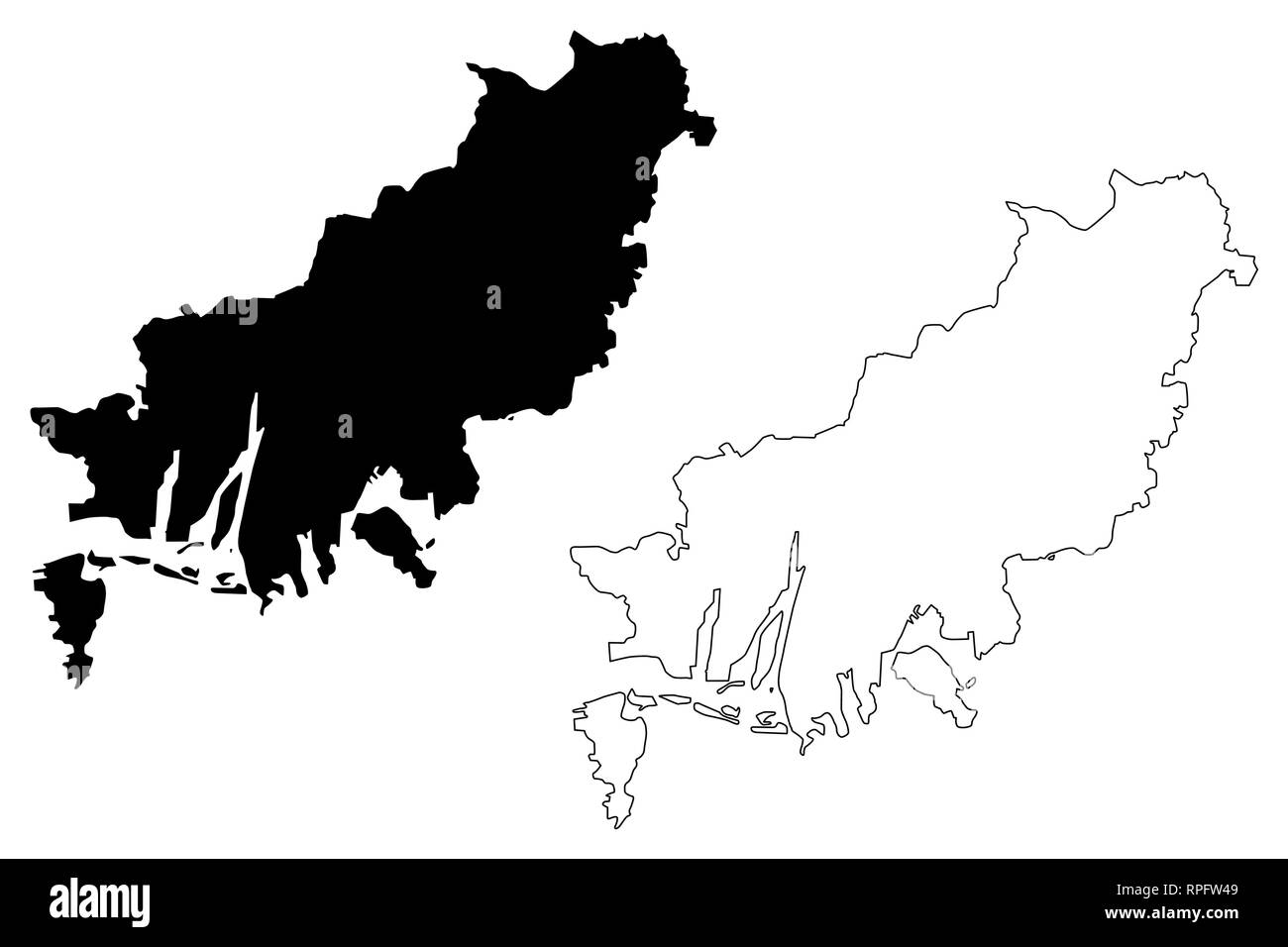 Busan (Südkorea, Republik Korea, ROK, spezielle Städte in Südkorea) Karte Vektor-illustration, kritzeln Skizze in Busan (Pusan) ma Stock Vektor