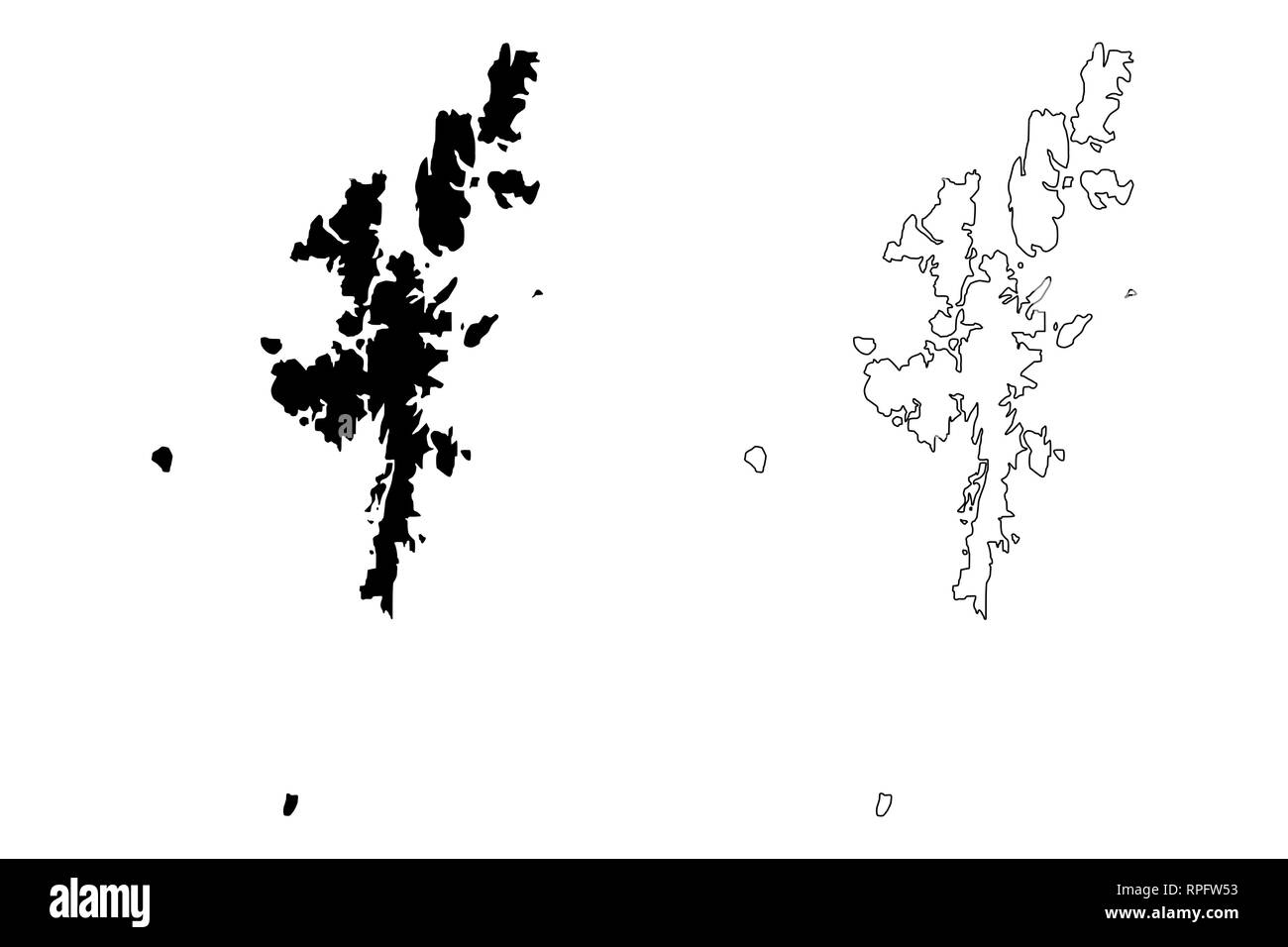 Shetland Inseln (Vereinigtes Königreich, Schottland, lokale Regierung in Schottland) Karte Vektor-illustration, kritzeln Skizze Zetland (Nördliche Inseln) Karte anzeigen Stock Vektor