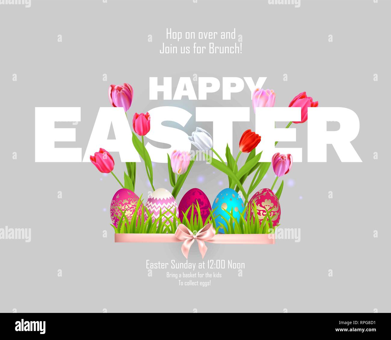 Frohe Ostern Urlaub Konzept. Schönen Hintergrund realistische Frohe Ostern und Tulpen. Festliche vektor Banner. Stock Vektor