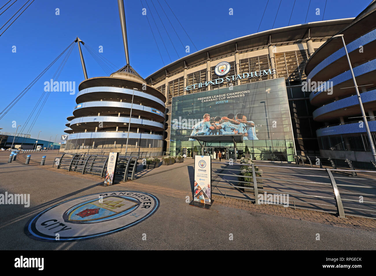 Stadt Manchester Stadion, das Etihad, MCFC, 13 Rowsley St, Manchester, M11 3FF Stockfoto