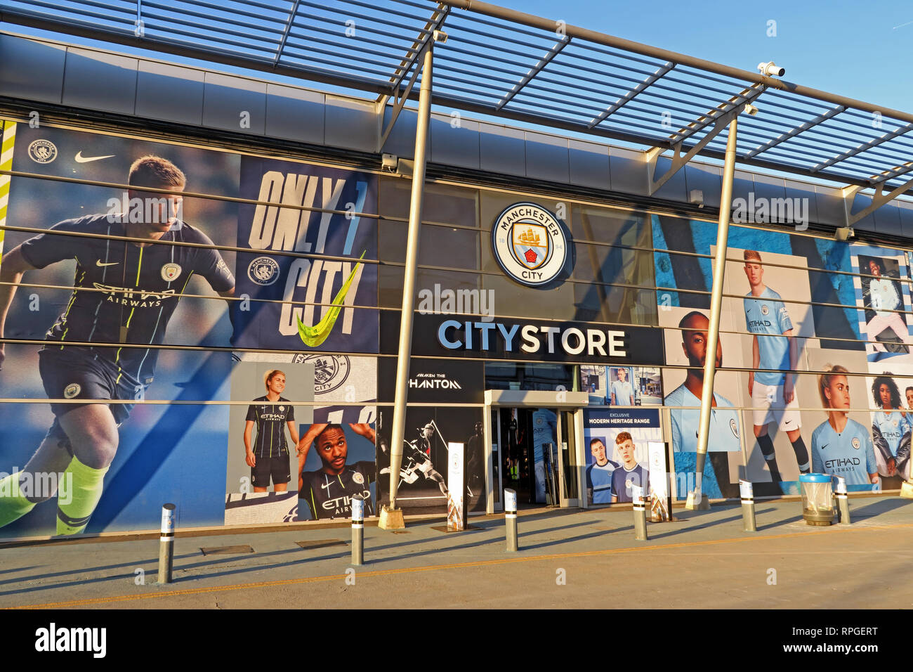 CityStore in der Etihad Campus, Manchester City, MCFC, Großbritannien Stockfoto