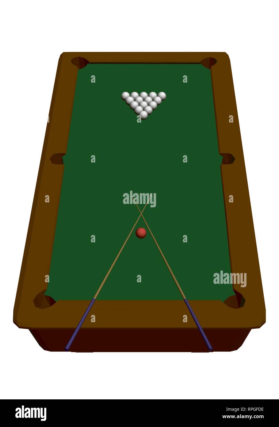 Ein Billardtisch. Auf weissem Hintergrund Billardtisch mit Kugeln isoliert. Isometrische Ansicht. 3D. Vector Illustration. Stock Vektor