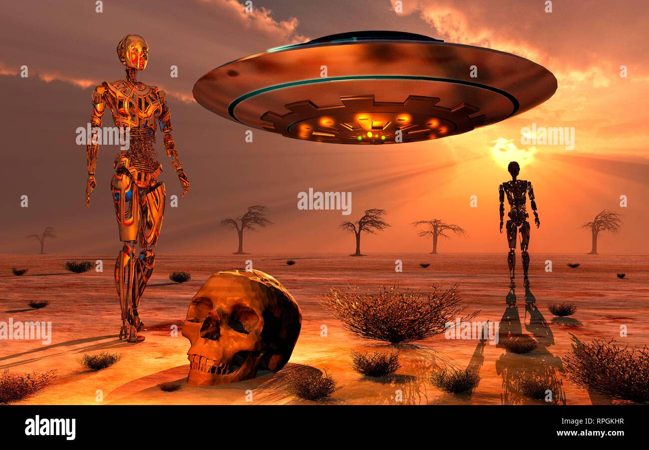 Alien Android Archäologen Stockfoto