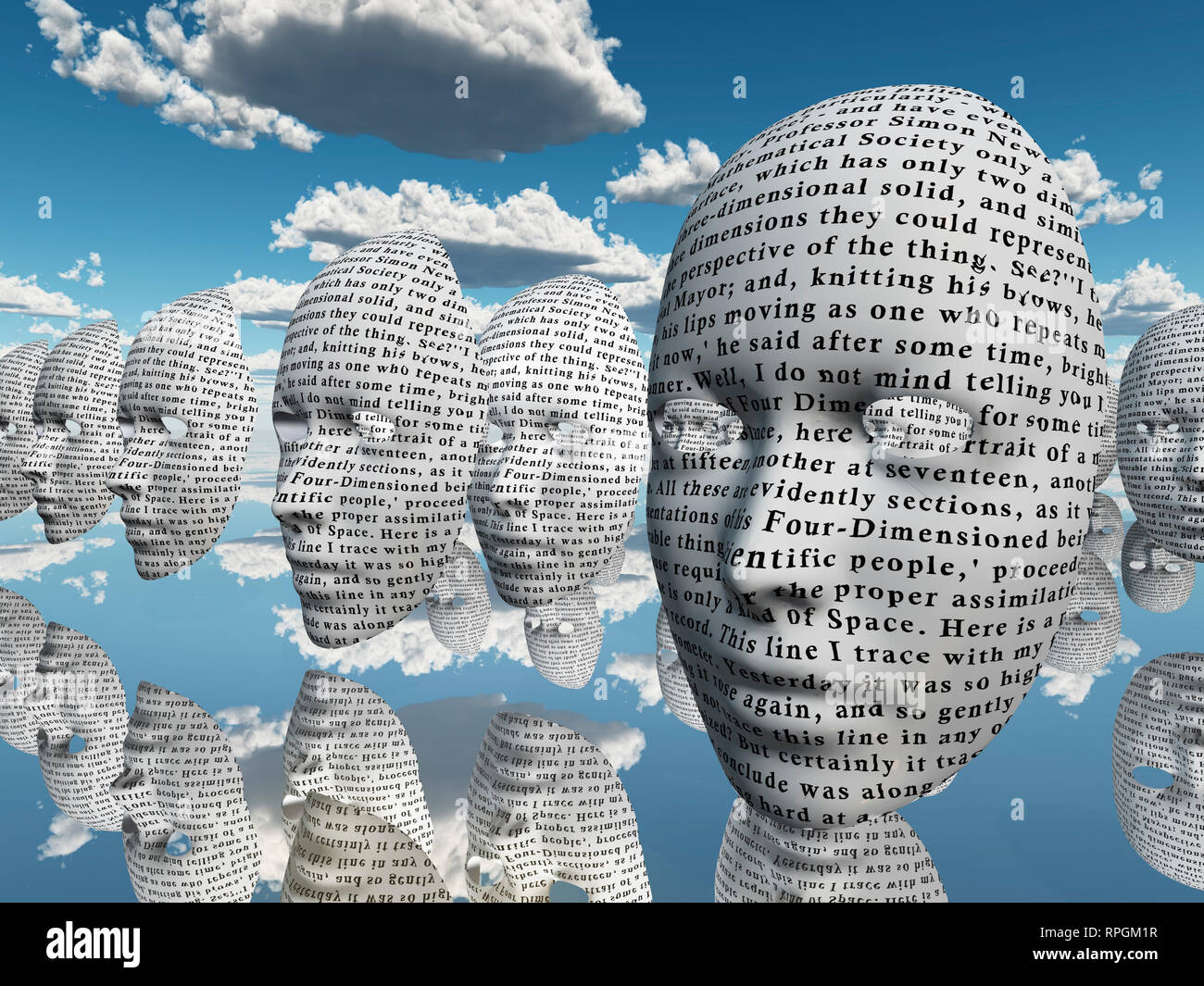 Surreale Gesicht mit Text Stockfoto
