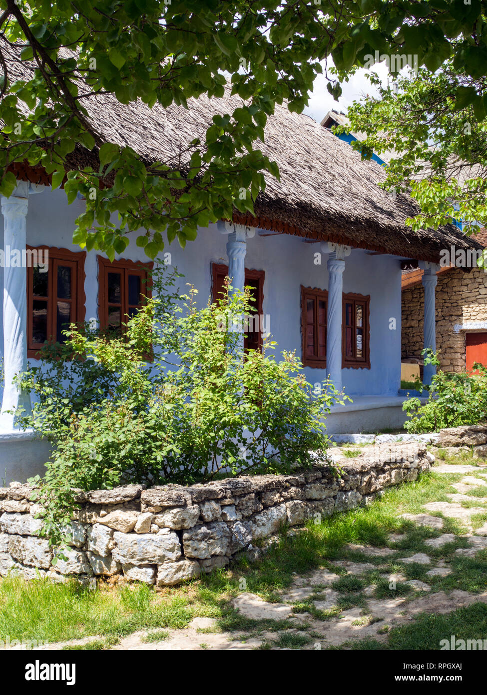 Ein Modell cottage Einrichten als Tourismus Anzeige in alten Orhei, Republik Moldau Stockfoto