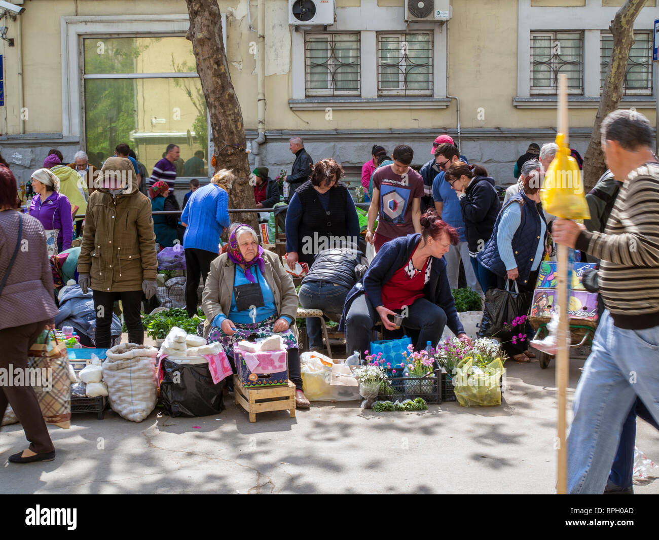 Käufer an einen Markt mit frischen Lebensmitteln in der moldawischen Hauptstadt Chisinau. Stockfoto