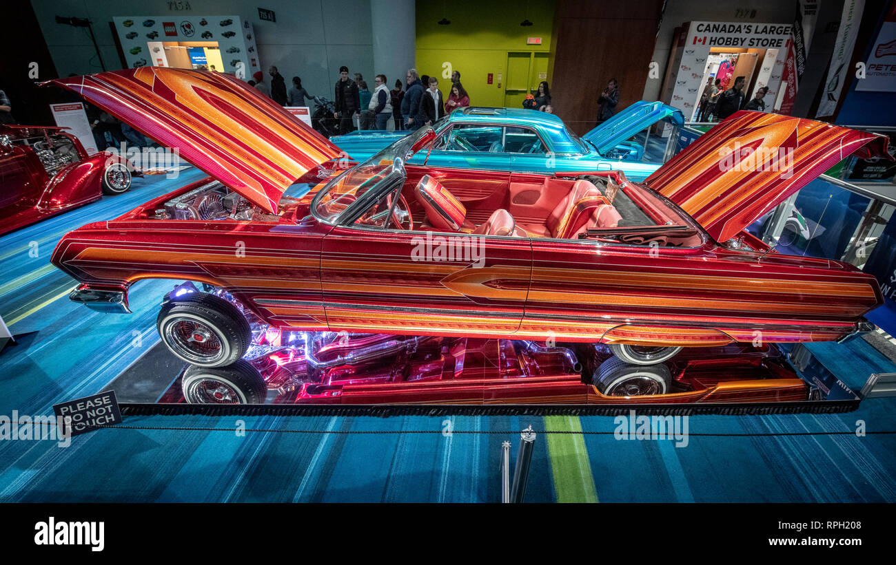 Toronto, Ontario, Kanada, 21. Februar 2019. Custom made Low Rider Auto auf Anzeige an Toronto International Autoshow. Stockfoto