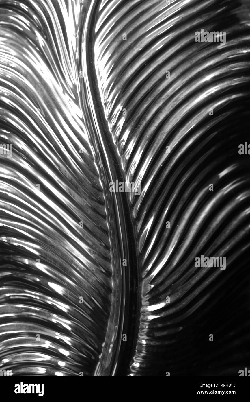 Foto Hintergrund mit Makro Glas Kunst baum Blatt mit Glitzer Metall Stockfoto