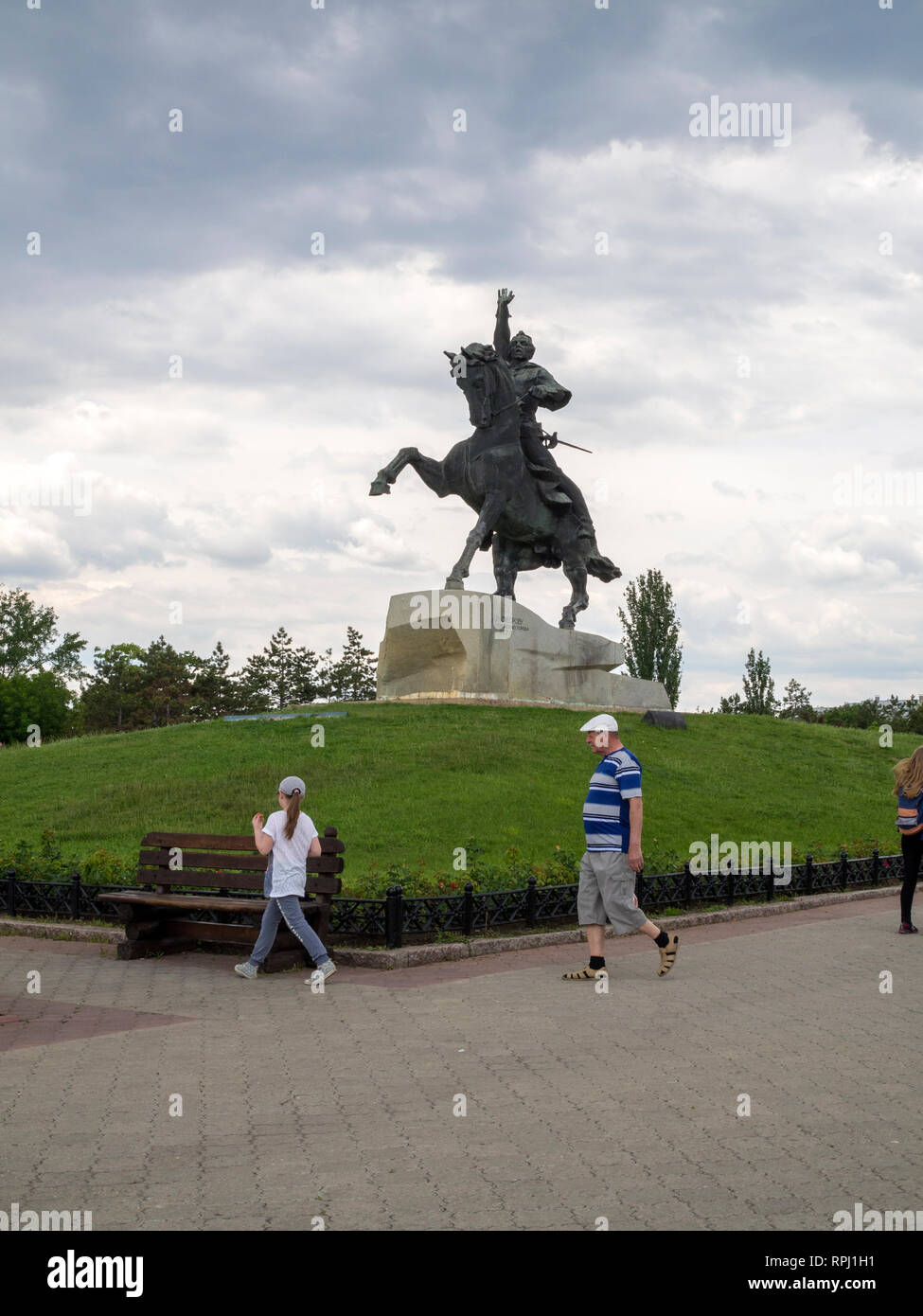 Eine Statue in Ufa, der Hauptstadt von Transnistrien, eine Pause vom Staat aus der Republik Moldau. Stockfoto