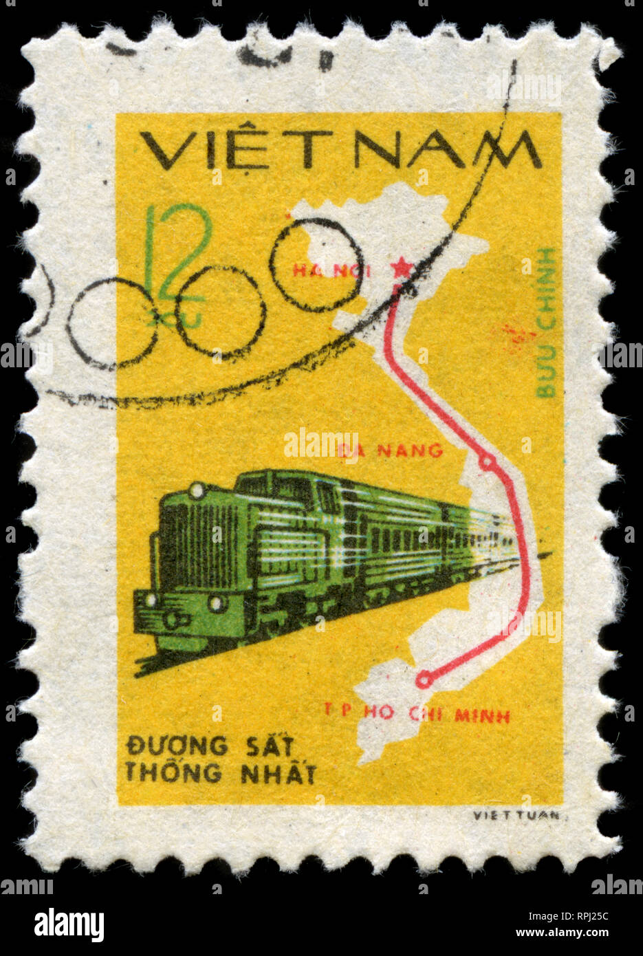 Briefmarke aus Vietnam in die National Telecommunications Tag Serie 1980 ausgestellt Stockfoto