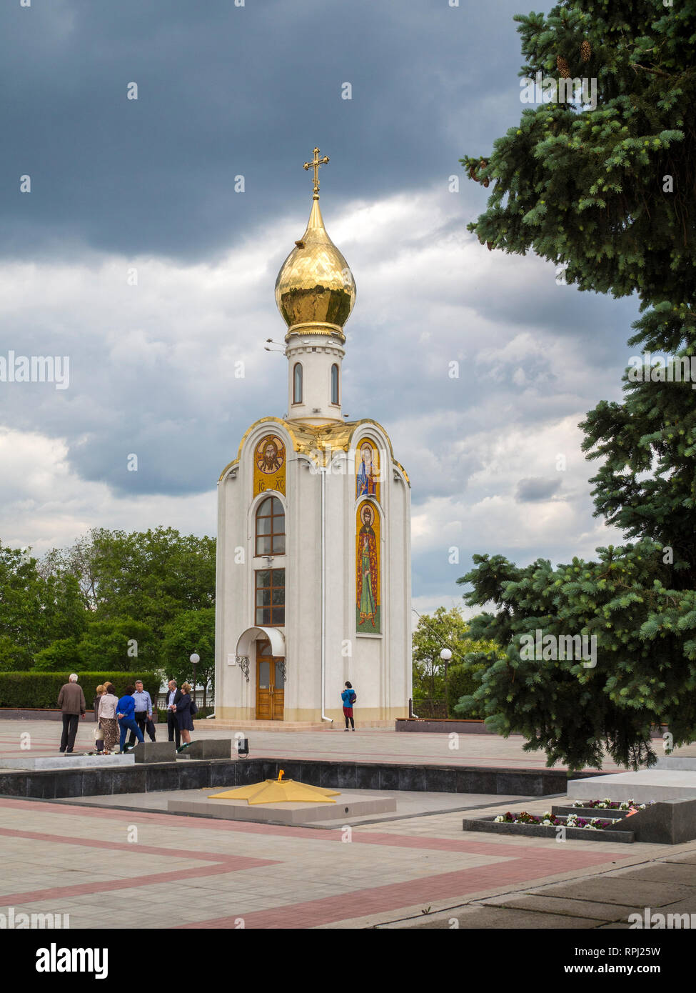Eine Kirche Denkmal in Ufa, der Hauptstadt von Transnistrien, eine Pause vom Staat aus der Republik Moldau. Stockfoto