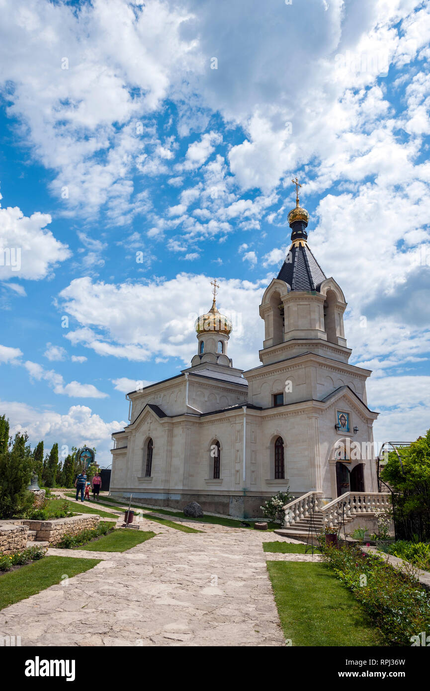 Eine orthodoxe Kirche in Orhei Vechi, oder Alte Orhei, in der Republik Moldau. Stockfoto