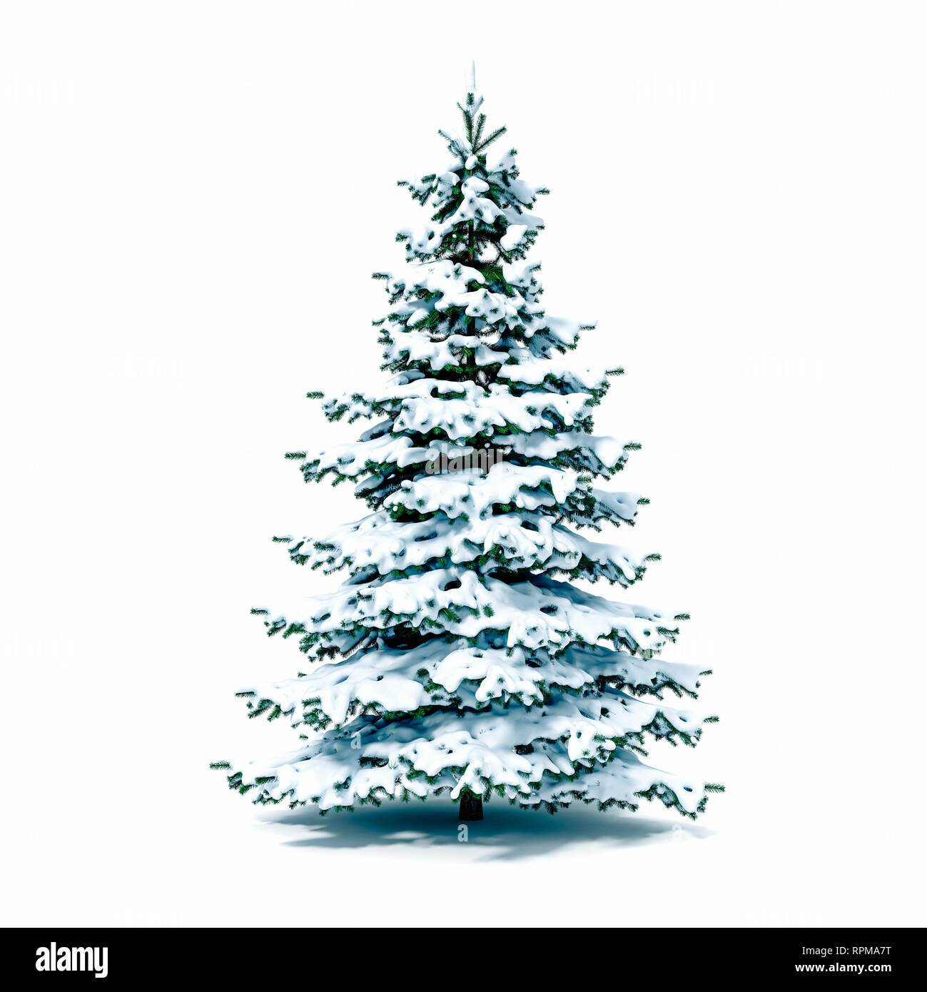 3d Snow Weihnachtsbaum auf weißem Hintergrund Stockfoto