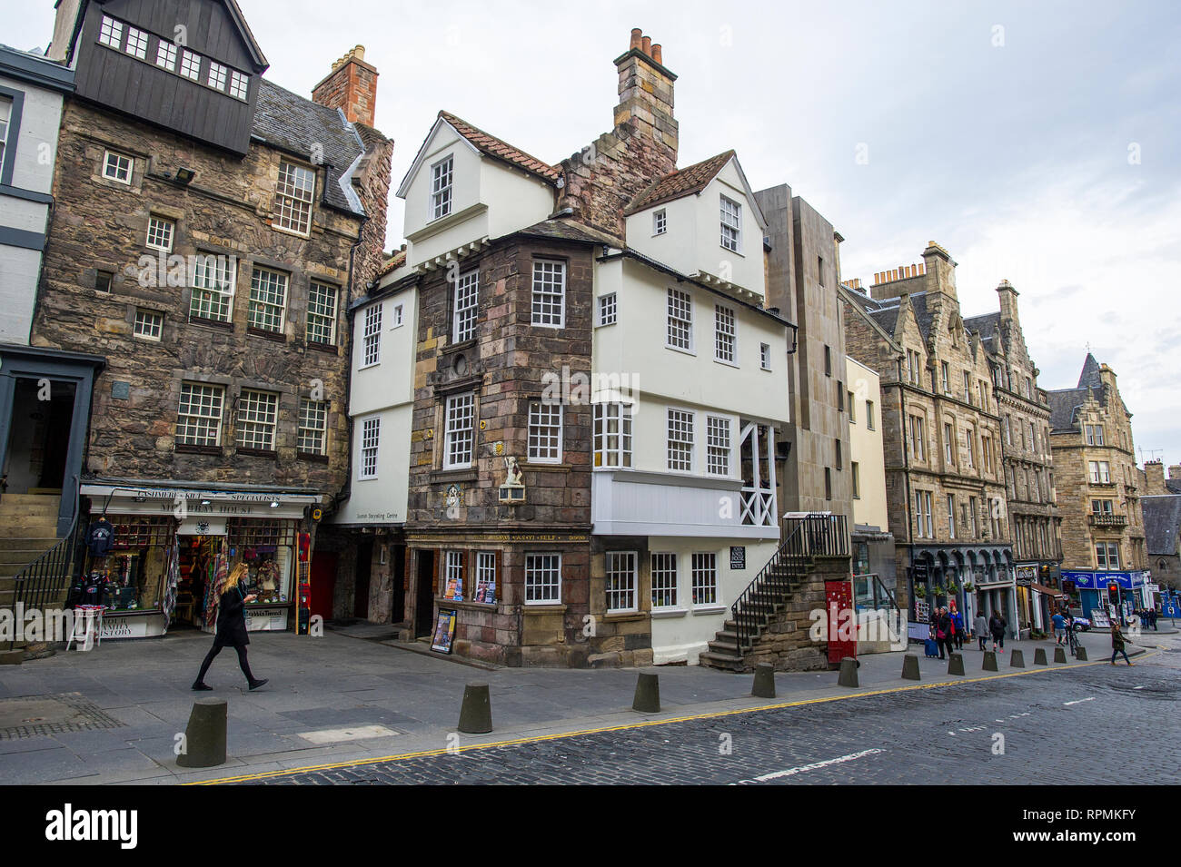 John Knox Haus & im Scottish Storytelling Centre in High Street, The Royal Mile in Edinburgh Schottland. Stockfoto