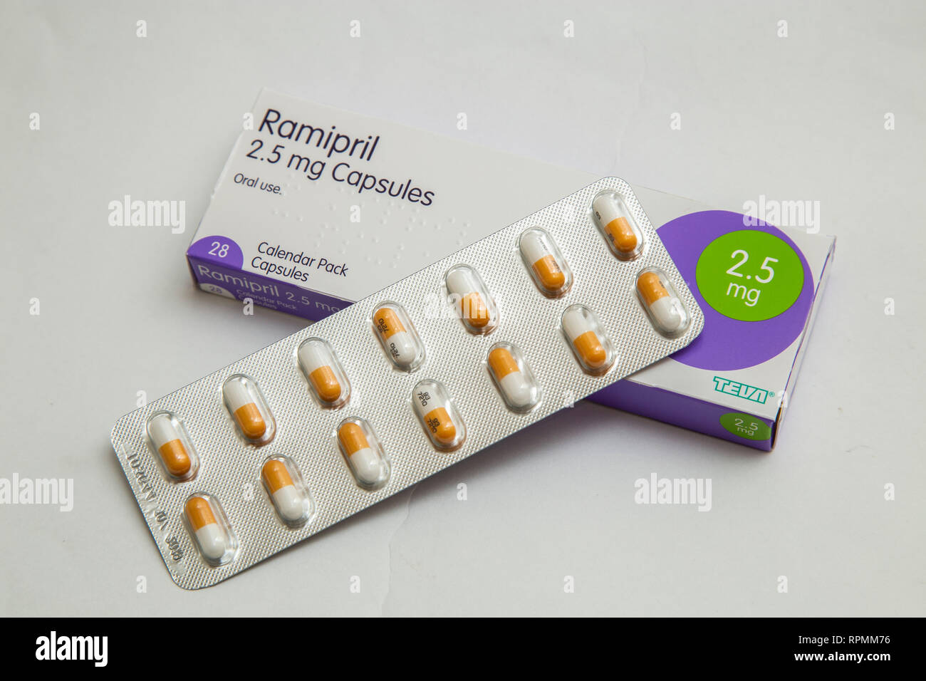 Ramipril, ein Angiotensin Converting Enzyme inhibitor Droge, die behandelt hohen Blutdruck in der Regel nach einem Herzinfarkt nicht berücksichtigt. Stockfoto
