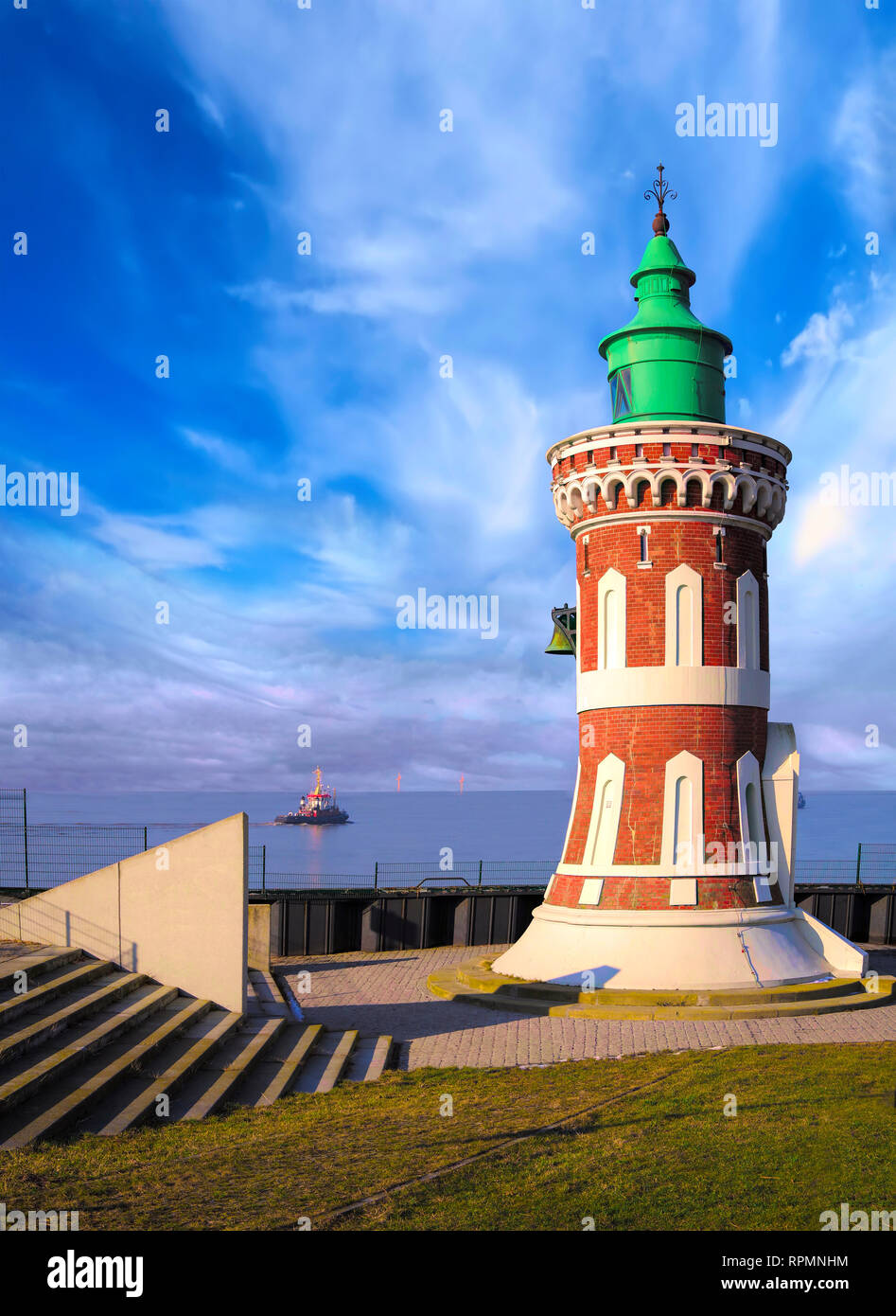Pingelturm, historischen Leuchtturm am Hafen von Bremerhaven Stockfoto