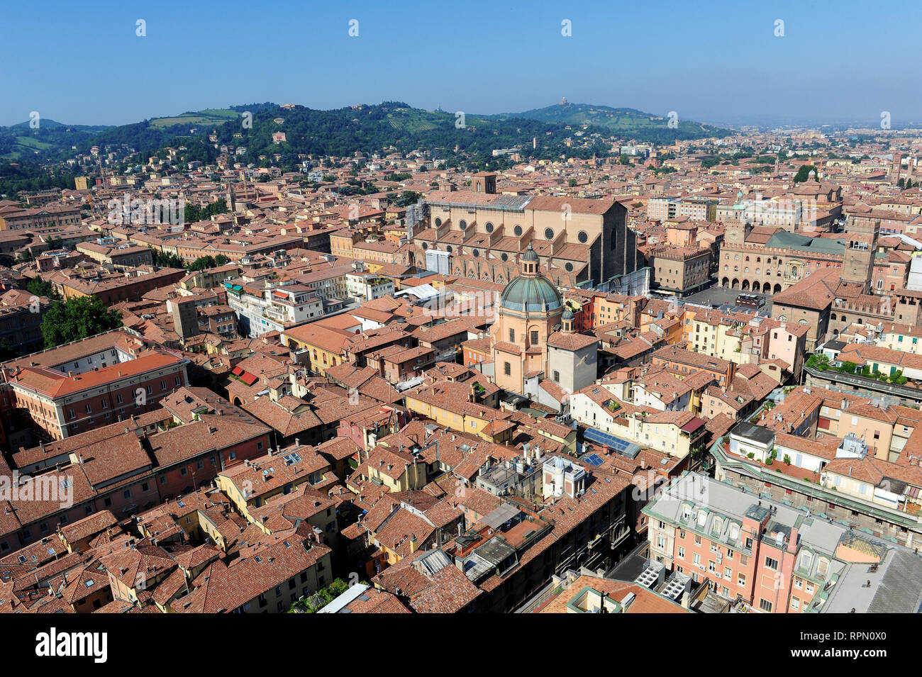 Luftaufnahme von Bologna von der Oberseite der Asinelli Turm Stockfoto