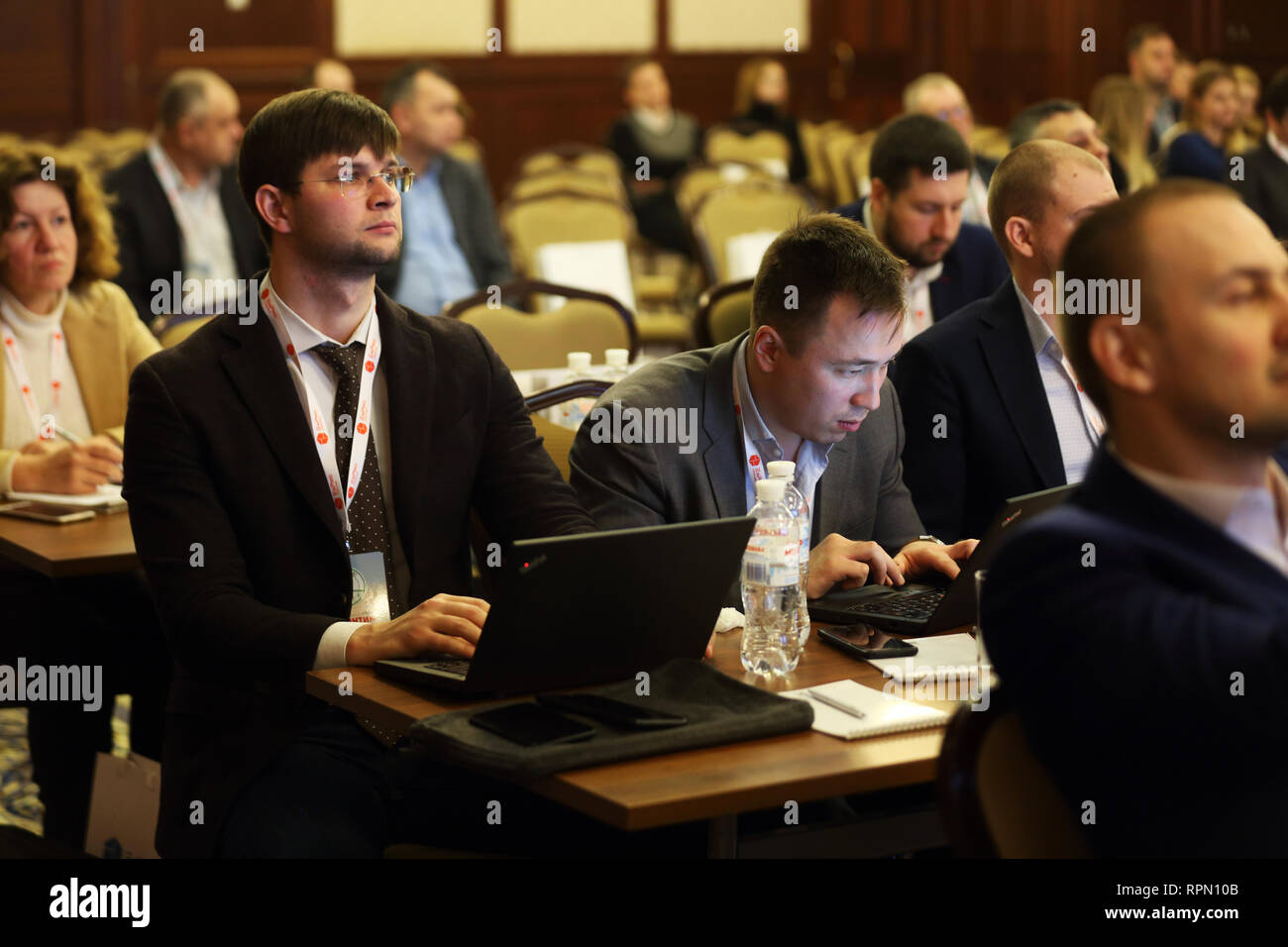 Met Commodity Trader beschäftigt bei Agropetrol 2019 industrielle Konferenz mit Vertretern der Kulturpflanzen und Kraftstoffe trding Business in Kiew Premier Palac Stockfoto