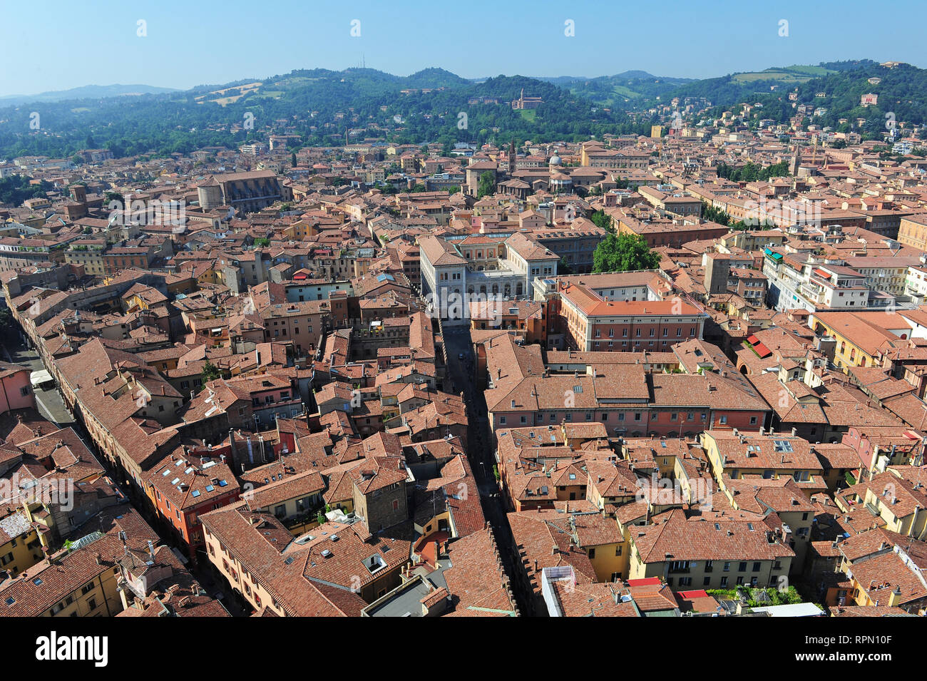 Luftaufnahme von Bologna von der Oberseite der Asinelli Turm Stockfoto
