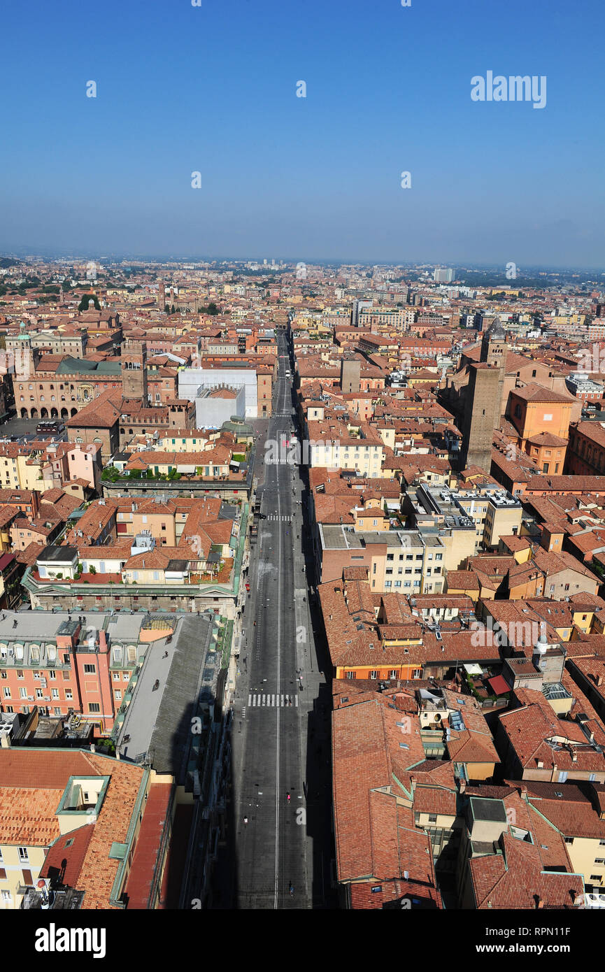 Luftaufnahme von Bologna von der Oberseite der Asinelli Turm Stockfoto