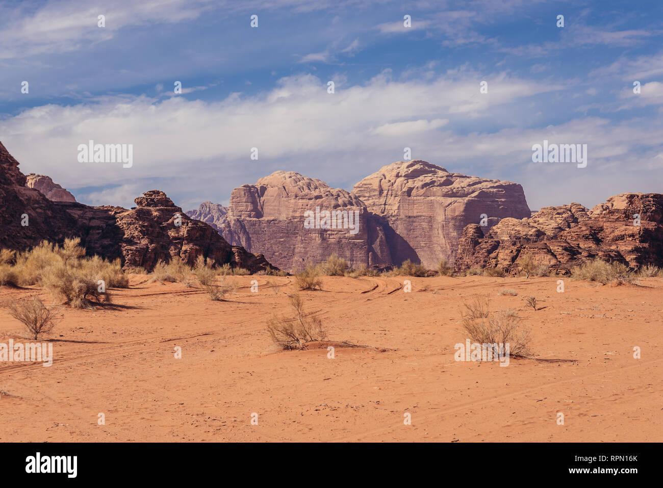 Wadi Rum Tal auch genannt Tal des Mondes in Jordanien Stockfoto