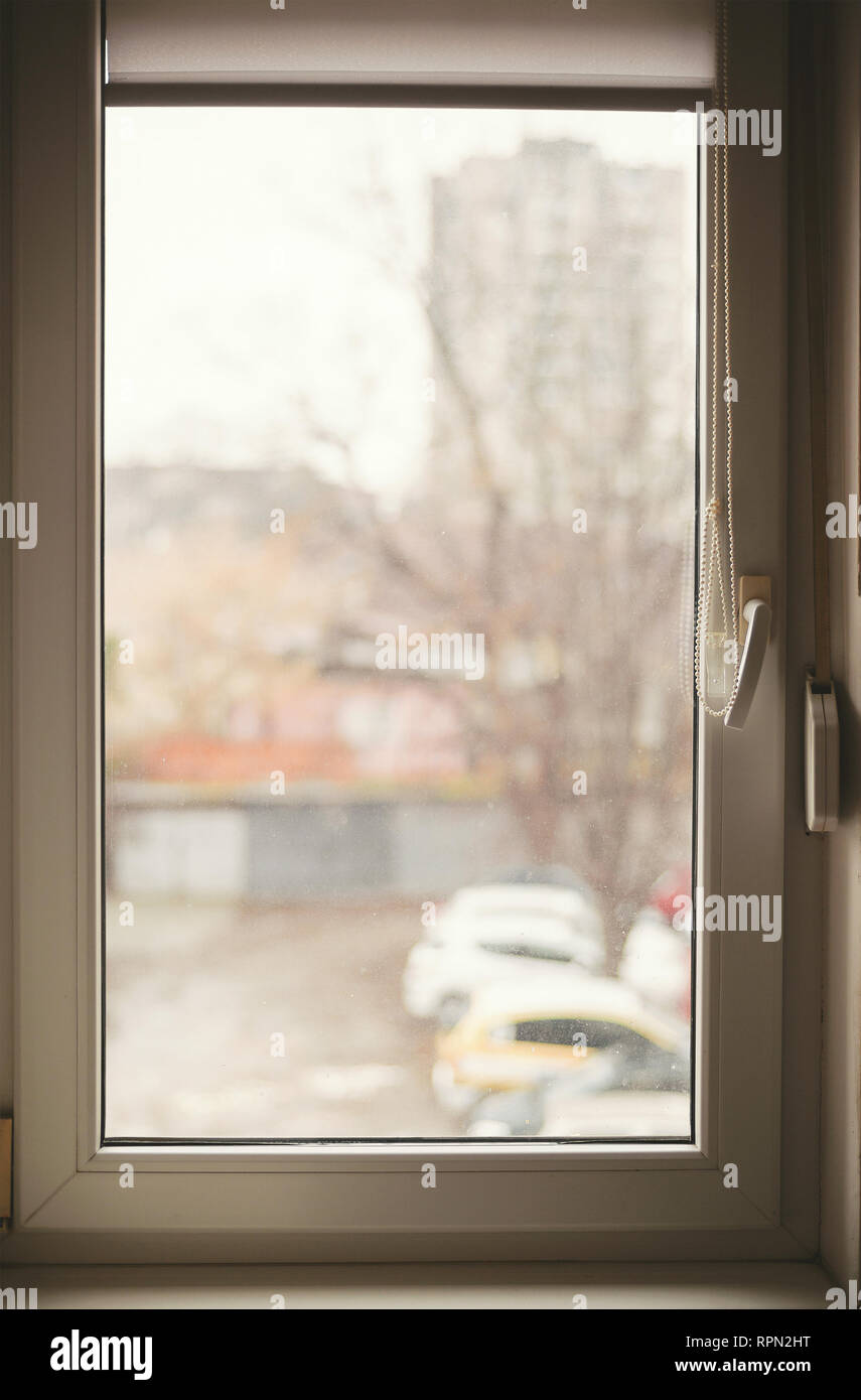 Details einer home Fenster während des Tages. Stockfoto