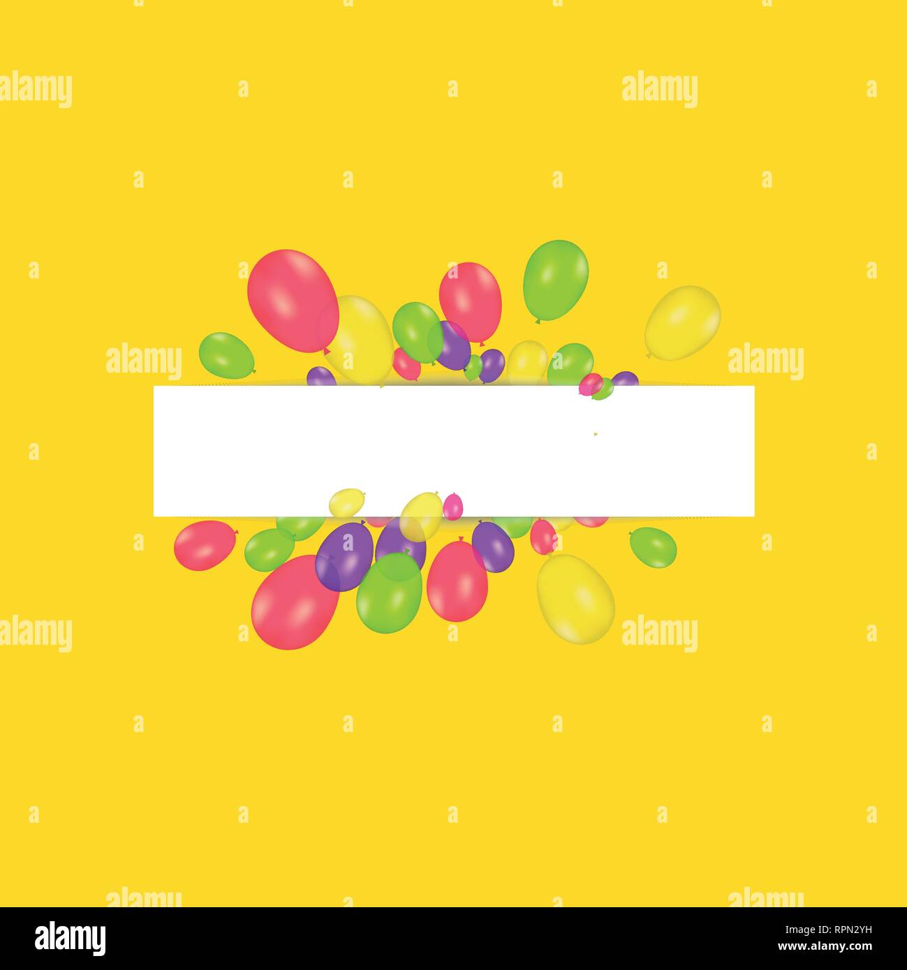 Blank Banner mit Farbe, Ballons und Konfetti. Vektor festlichen Hintergrund. Happy birthday Konzept Stock Vektor