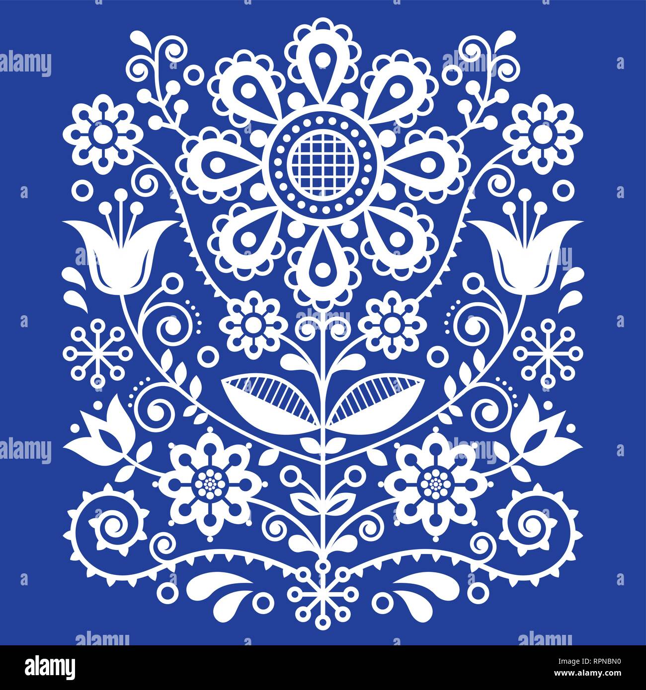 Skandinavische vektor Volkskunst Muster, florale Retro ornament Design, nordischen Stil ethnische Dekoration Stock Vektor