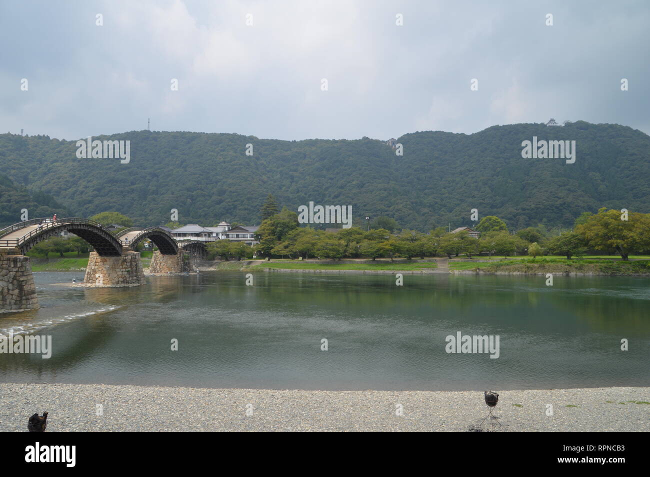 Die berühmte Brücke an kintai Iwakuni Japan 2015 Stockfoto