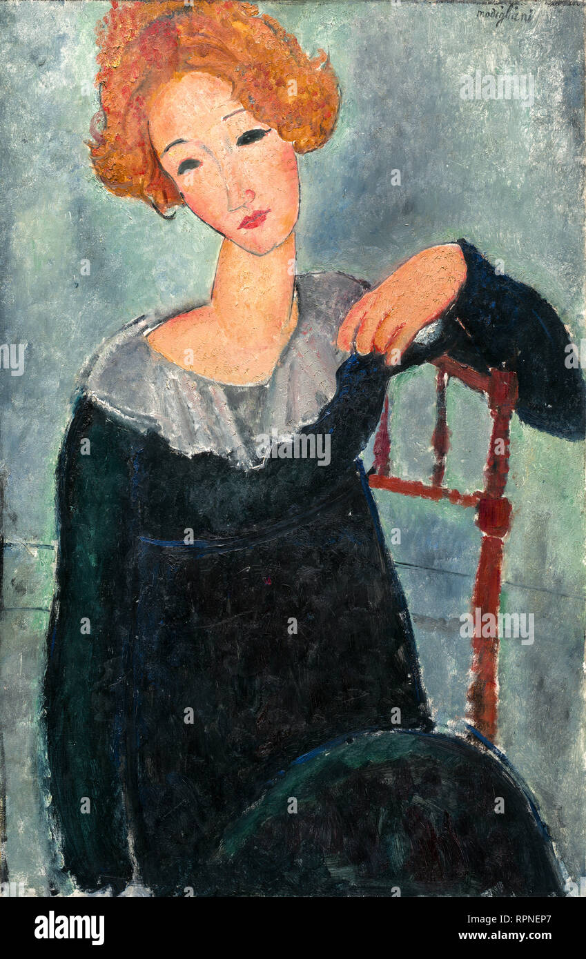 Amedeo Modigliani, Frau mit roten Haaren, 1917, Porträt Malerei Stockfoto