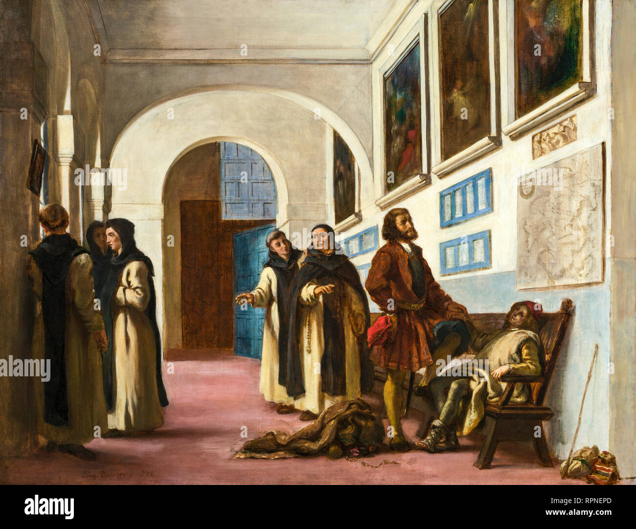 Eugene Delacroix, Christoph Kolumbus und sein Sohn in La Rabida, Gemälde in Öl auf Leinwand, 1838 Stockfoto