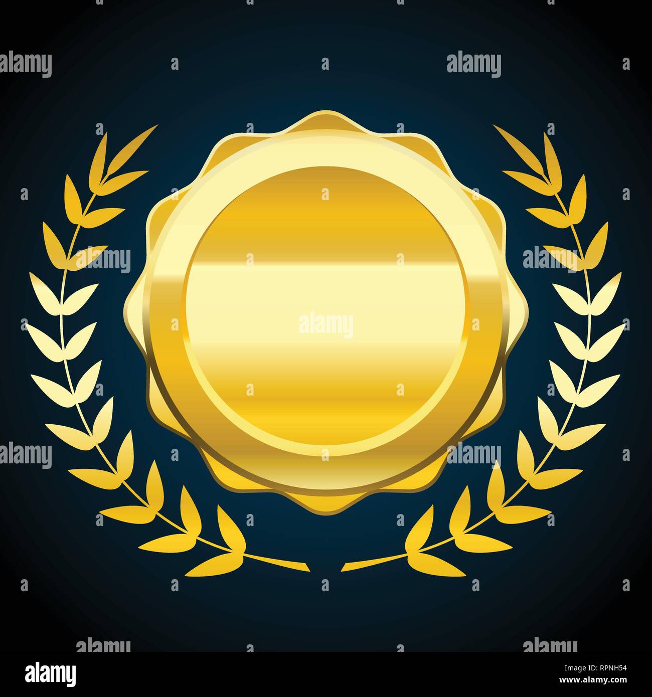 Leere gold Token, vector Abbildung: Auszeichnung mit Lorbeerkranz Stock Vektor
