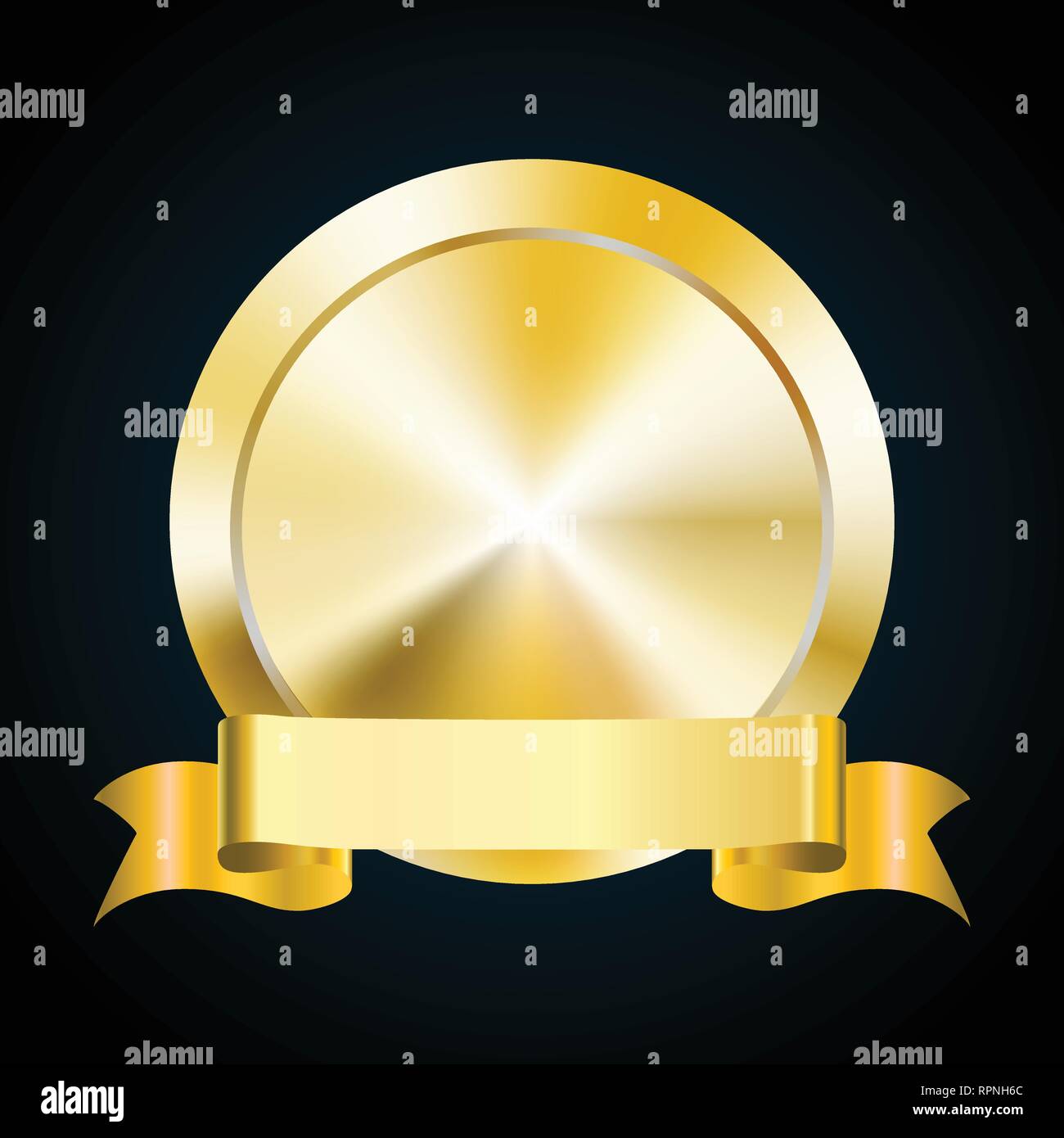 Leere Goldmedaille Token und Farbband Banner, vector Abbildung: Award Stock Vektor