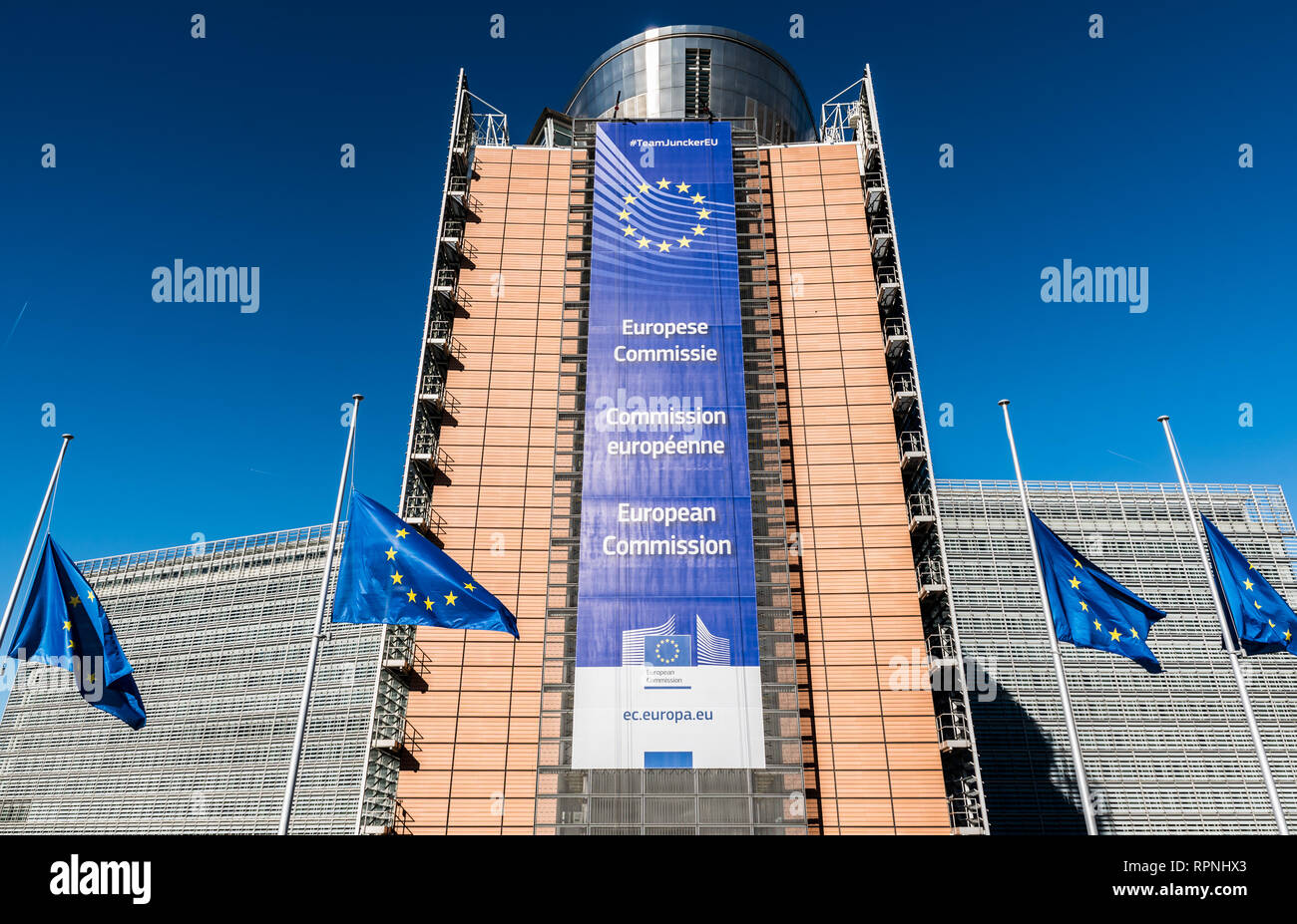 Die Außenfassade von Gebäude der Europäischen Kommission in Brüssel, die sogenannte Berlaymont-gebäude Stockfoto